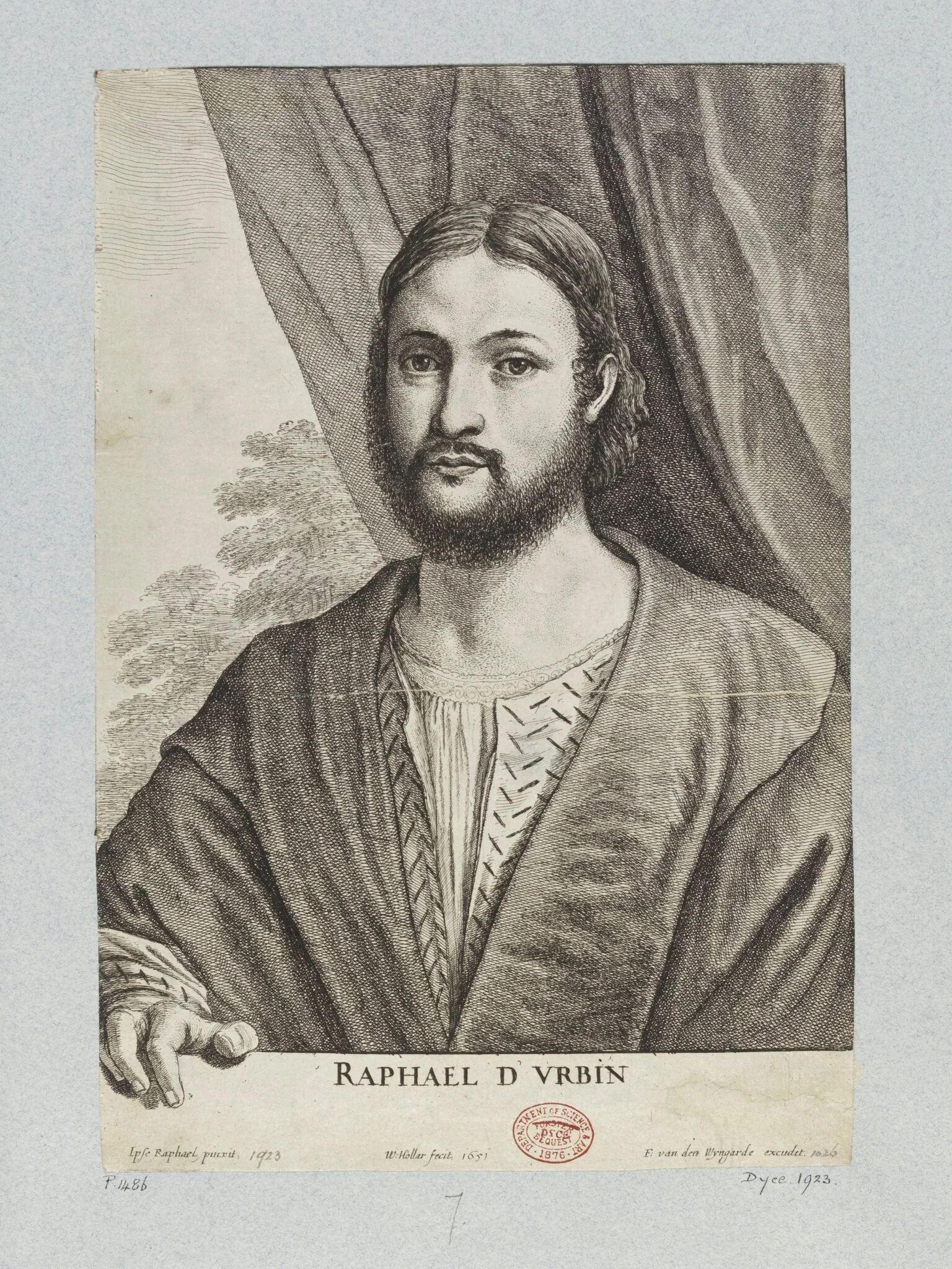 Portrait of Raffaello Sanzio di Urbino, by Wenceslaus Hollar, 1650