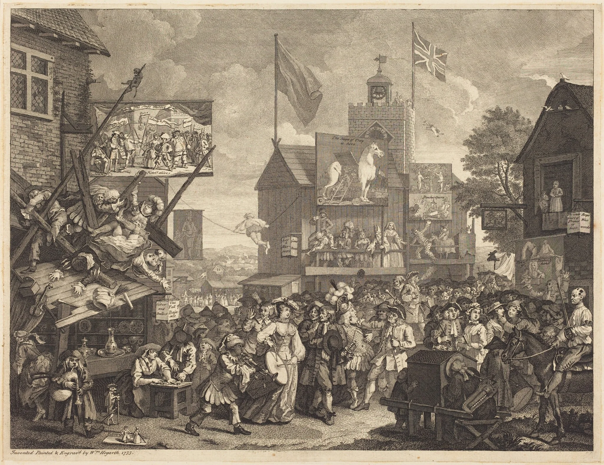 Southwark Fair, by William Hogarth, ink, 1734