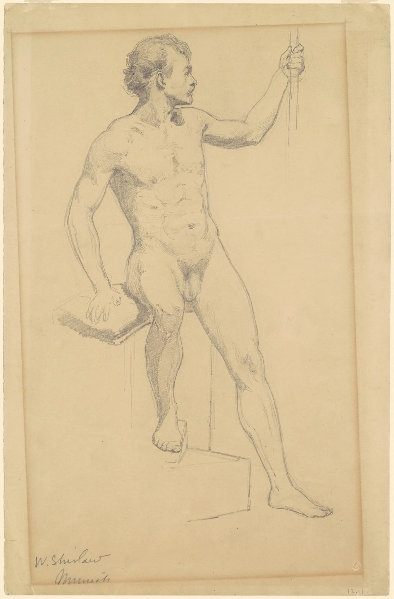 Male Nude, by Walter Shirlaw, graphite, 1874