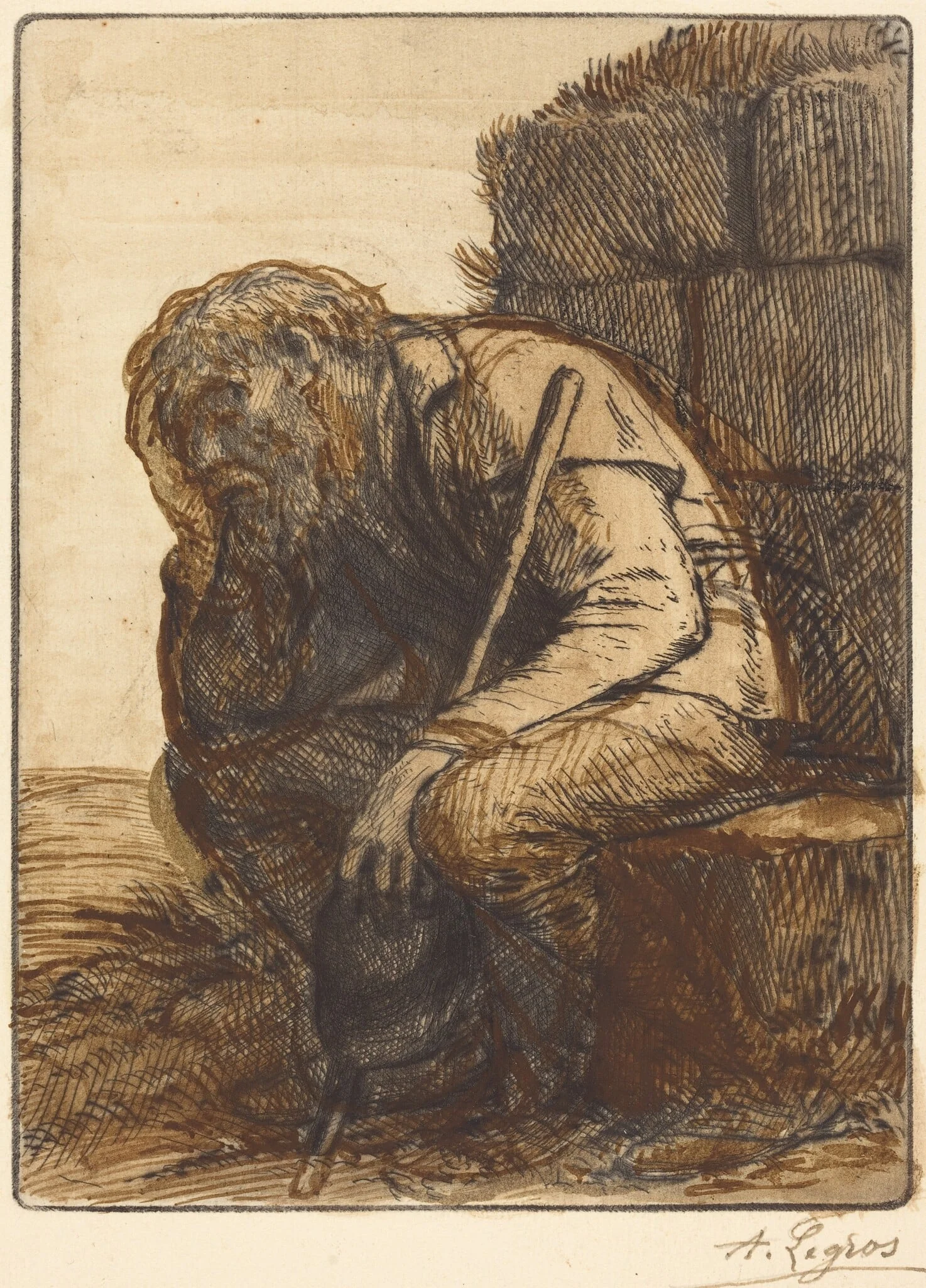 Desperate Man (Le desespere), by Alphonse Legros, ink, 1874