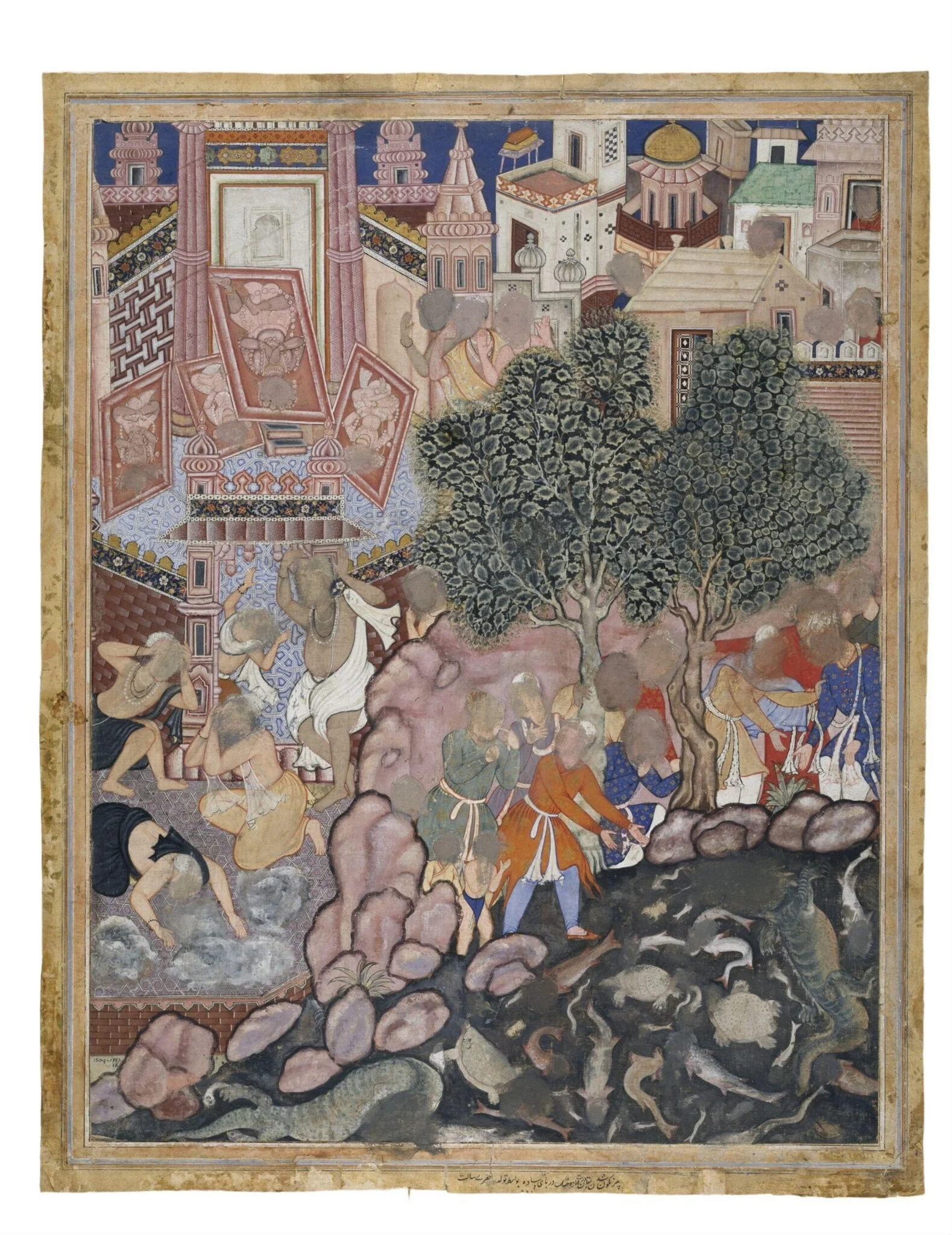 Temple idols fall and the sea dries up on the birth of the Prophet Muhammad, by Unknown, paint, 1570