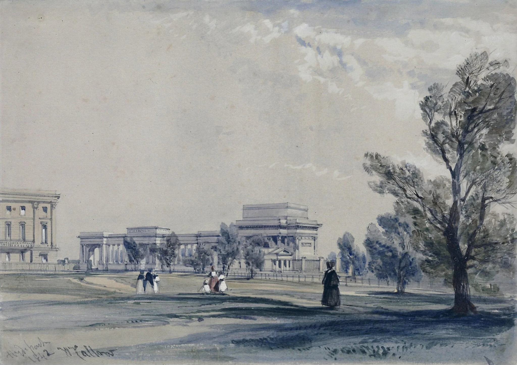 Entrance to Hyde Park at Hyde Park Corner, by William Callow, watercolor, 1842