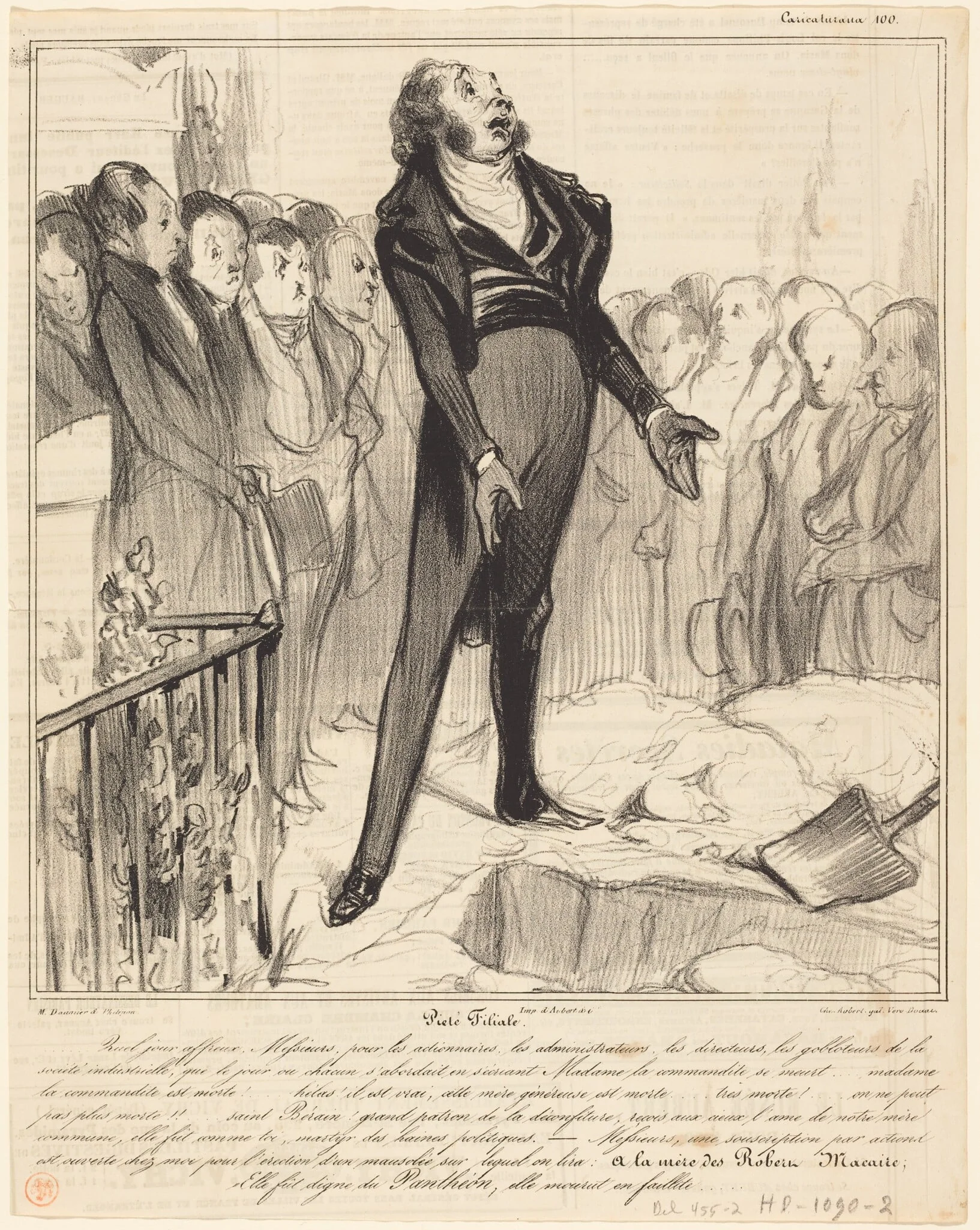 Piétié Filiale, by Honoré Daumier, ink, 1838