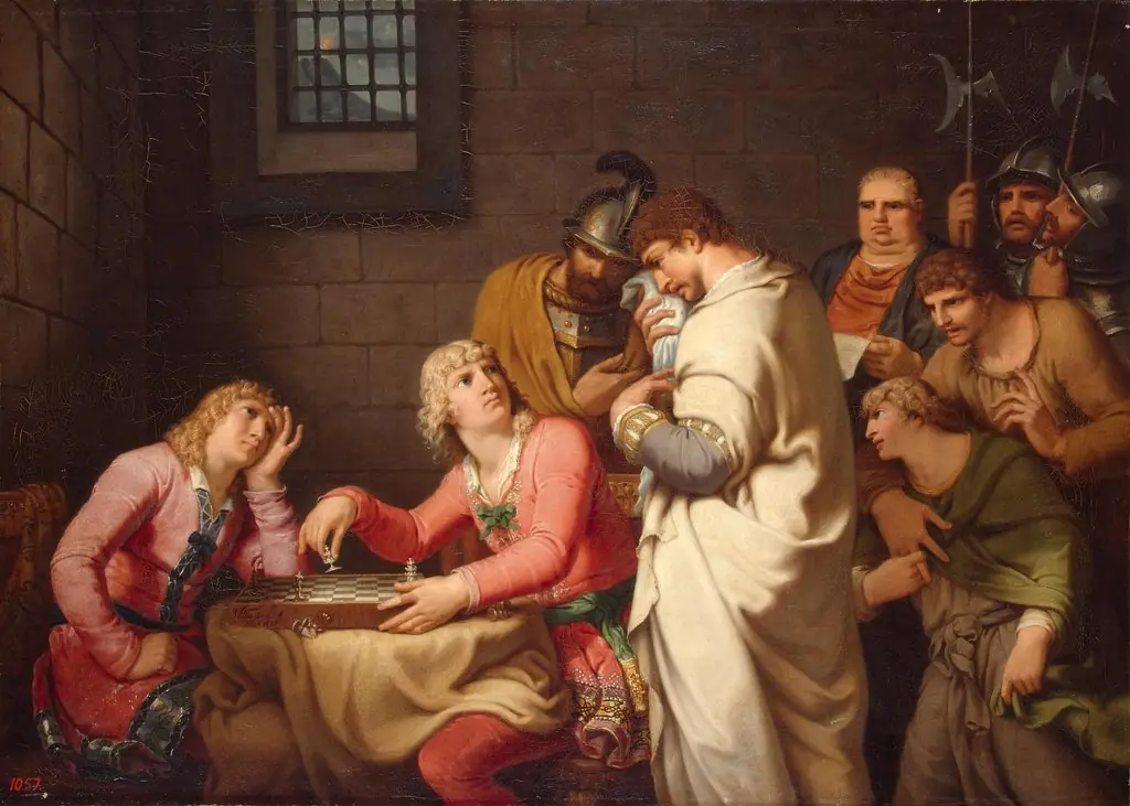 Conradin of Swabia and Friedrich of Baden Awaiting Sentence