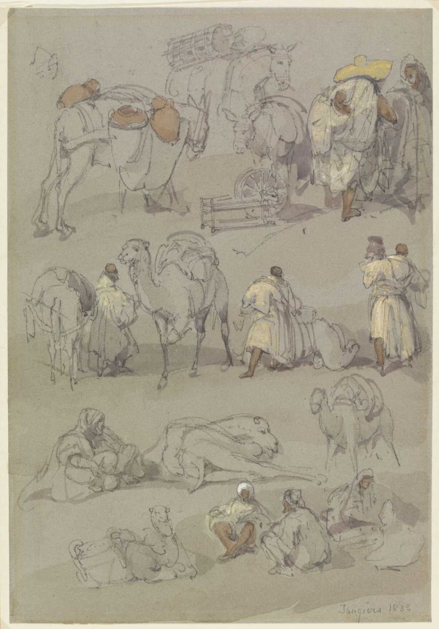 Figure Studies, Tangier, by David RA Roberts, watercolor, 1833