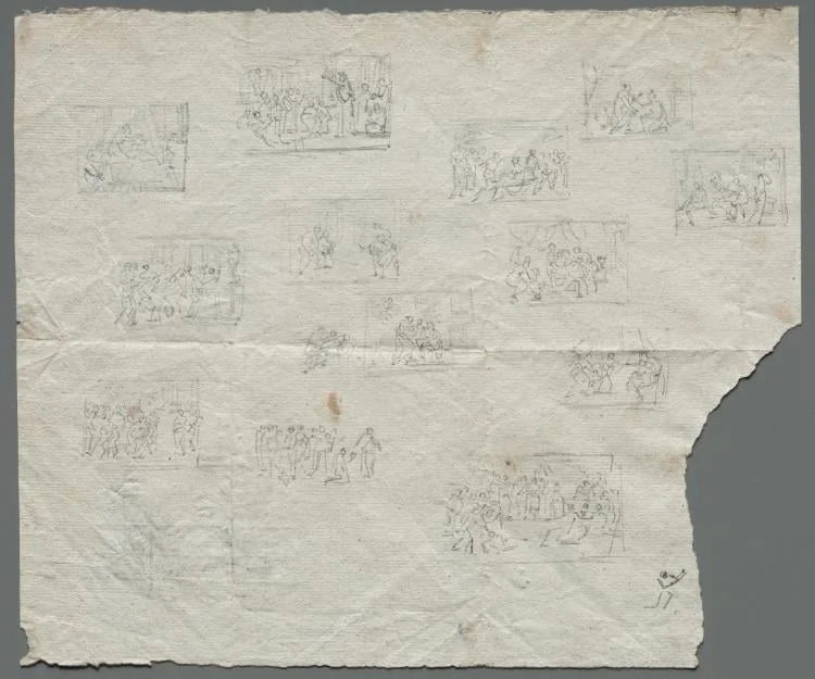 Compositional Sketches after Raphael and other artists (recto), by Unknown, 1800