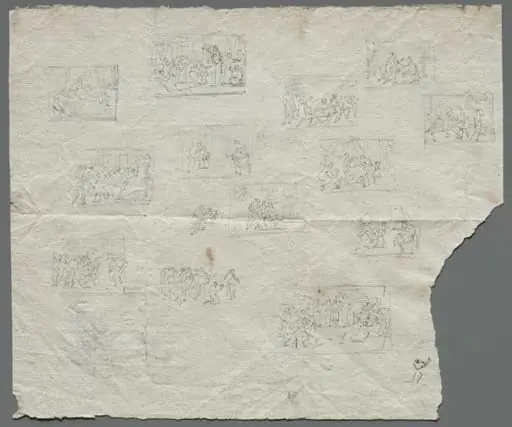 Compositional Sketches after Raphael and other artists (recto)