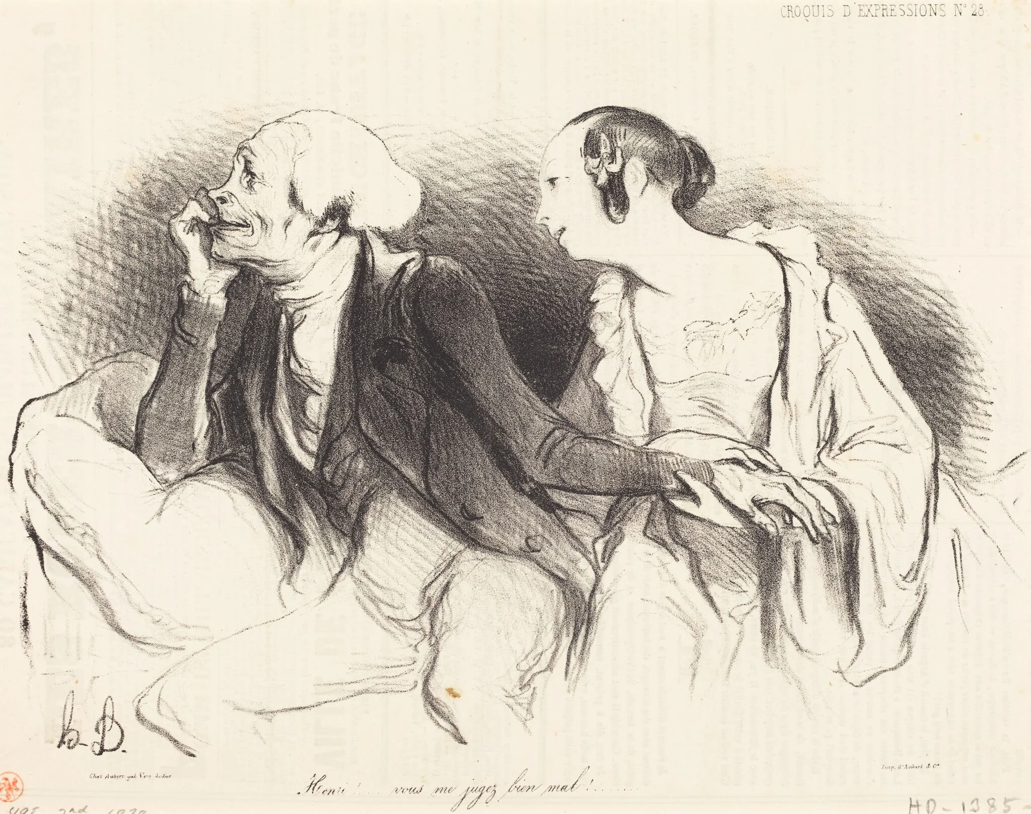 Henri!... vous me jugez bien mal!..., by Honoré Daumier, ink, 1838