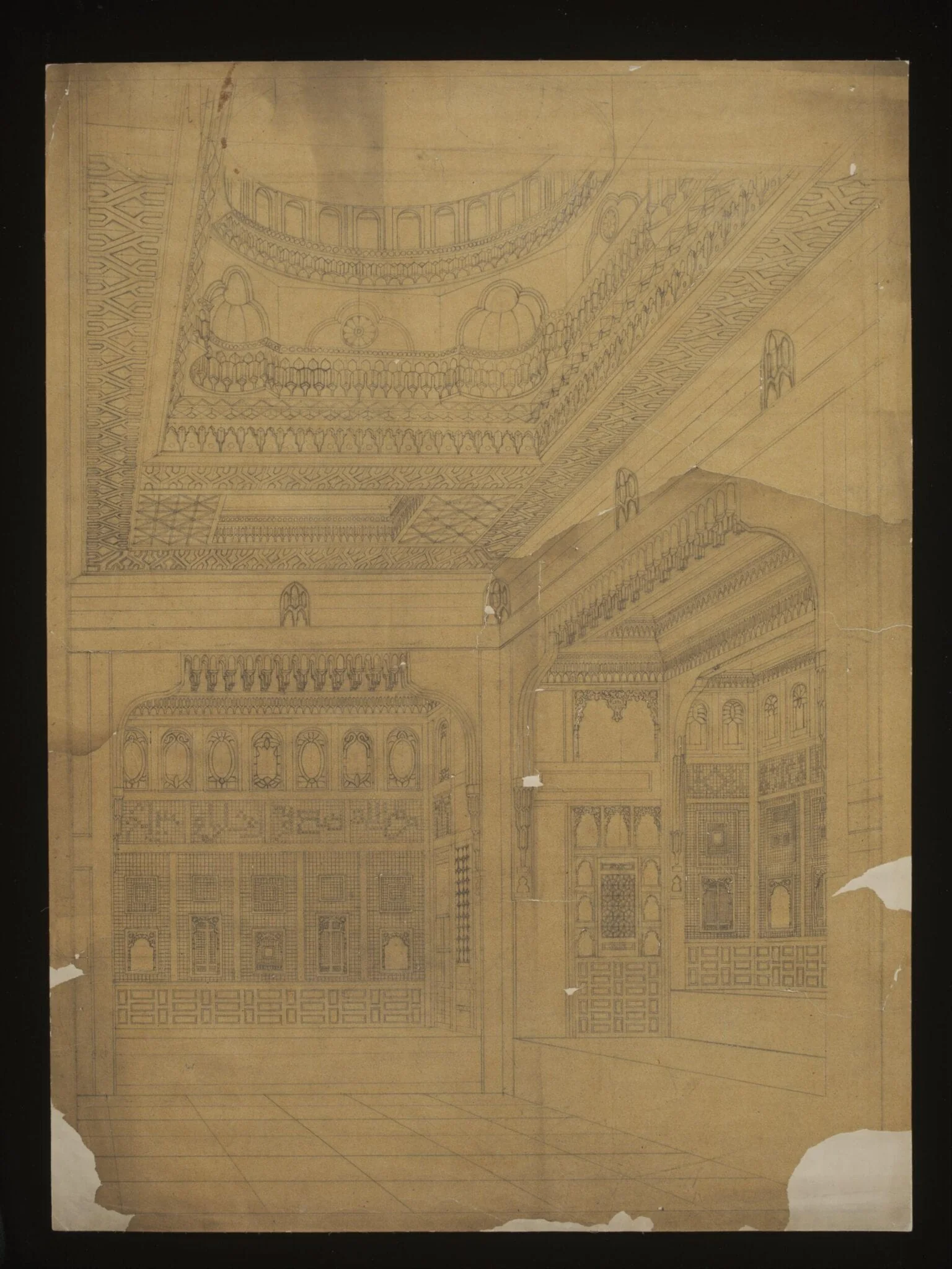 Drawing of the House of Sheik Sadat, Cairo, by Frank Dillon, 1823