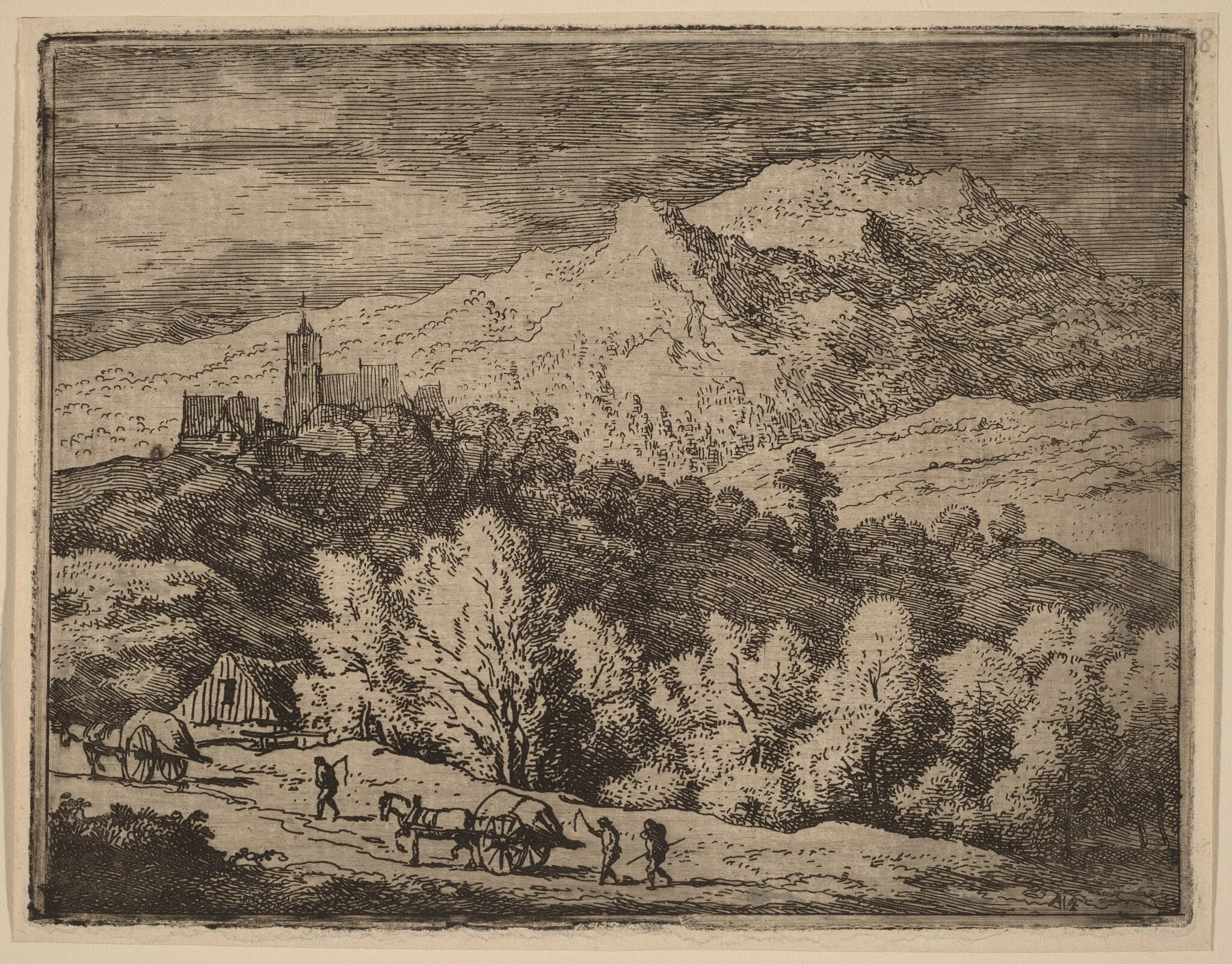 Two Carts, by Allart van Everdingen, ink, 1650