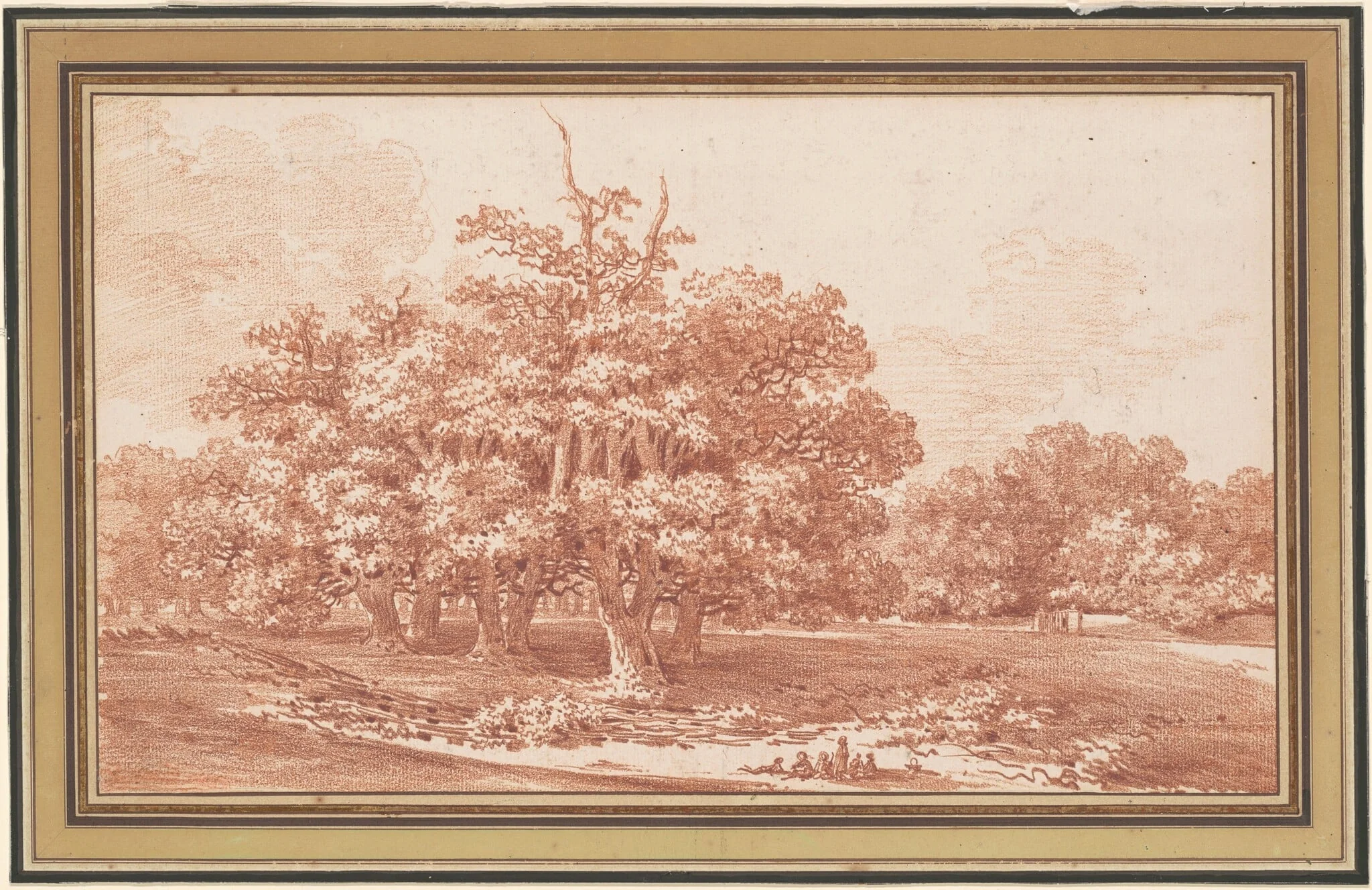 The Carrefour de l'Aiguille in the Forest of Fontainebleau, by Jean-Baptiste Le Prince, chalk, 1770