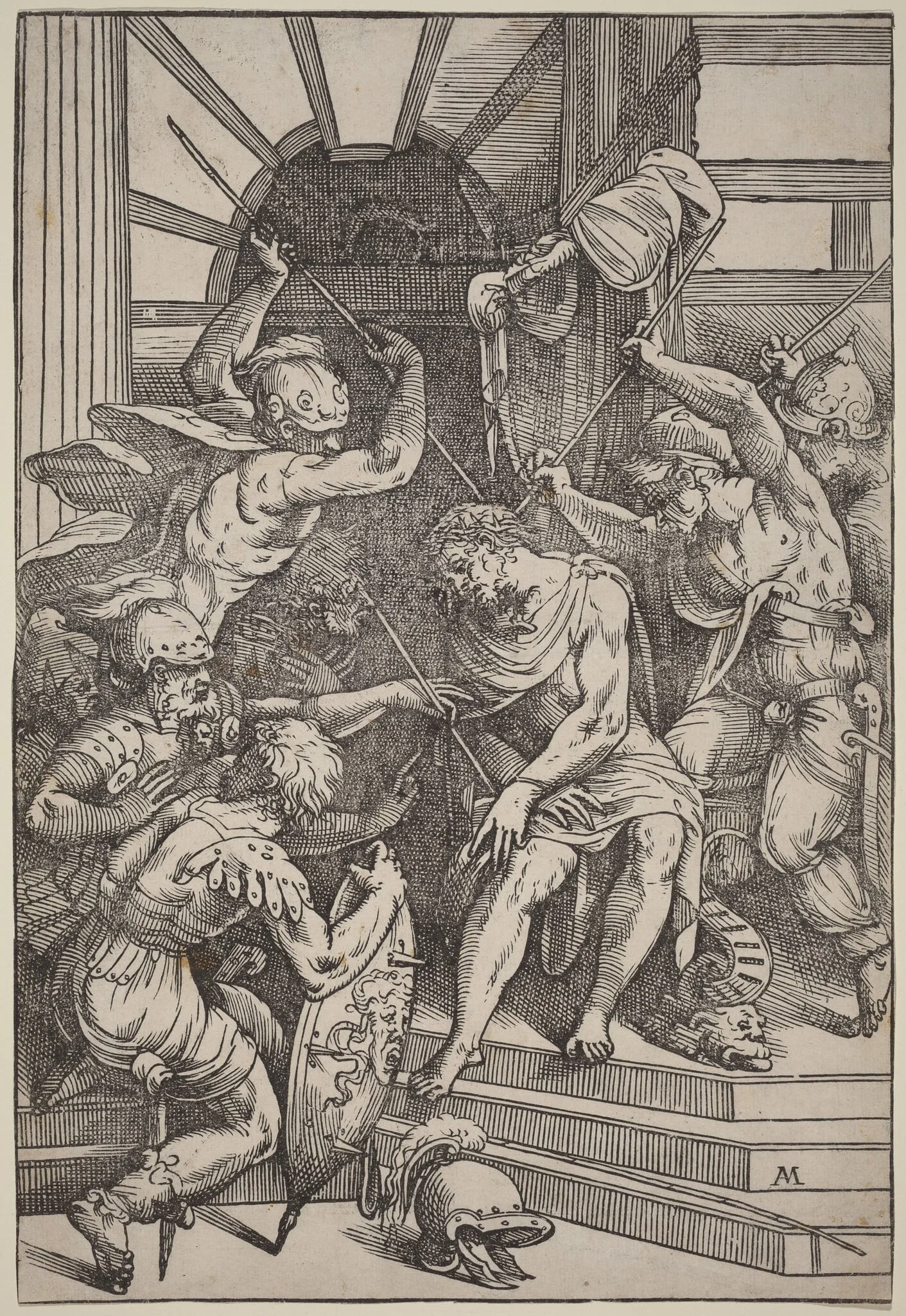 Christ Crowned with Thorns, by Meldolla, called Schiavone, Andrea, ink, 1554