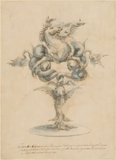 A Wine Decanter with Two Fighting Sea Horses