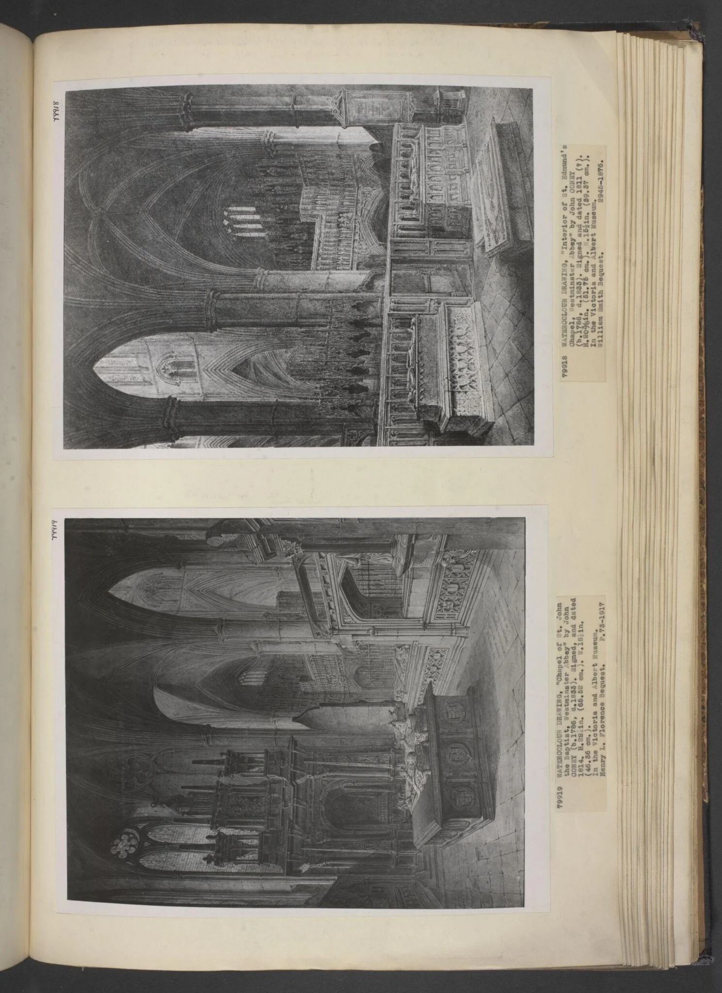 Chapel of St. John the Baptist, Westminster Abbey, by John Coney, watercolor, 1814