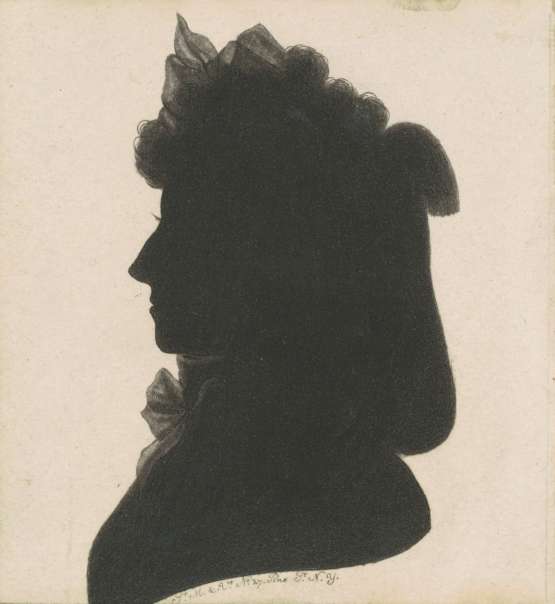 Unidentified Female Silhouette, by Charles Balthazar Julien Févret de Saint-Mémin, ink, 1797