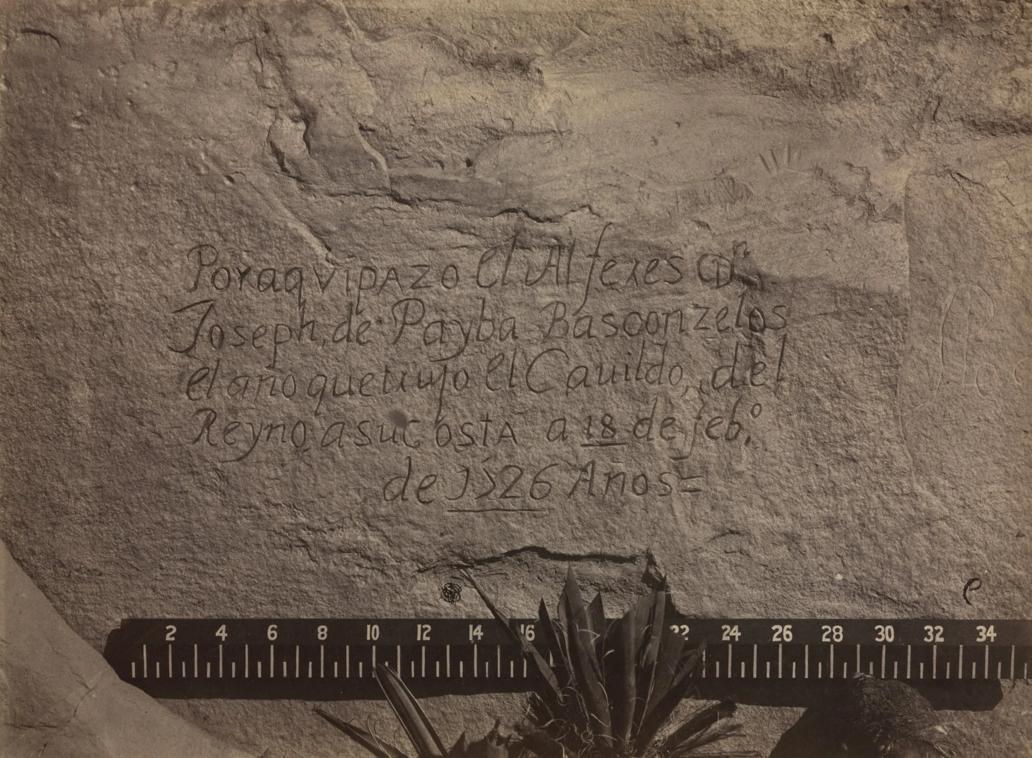 Historic Spanish Record of the Conquest, South Side of Inscription Rock, N.M., No. 3, by Timothy H. O'Sullivan, 1873