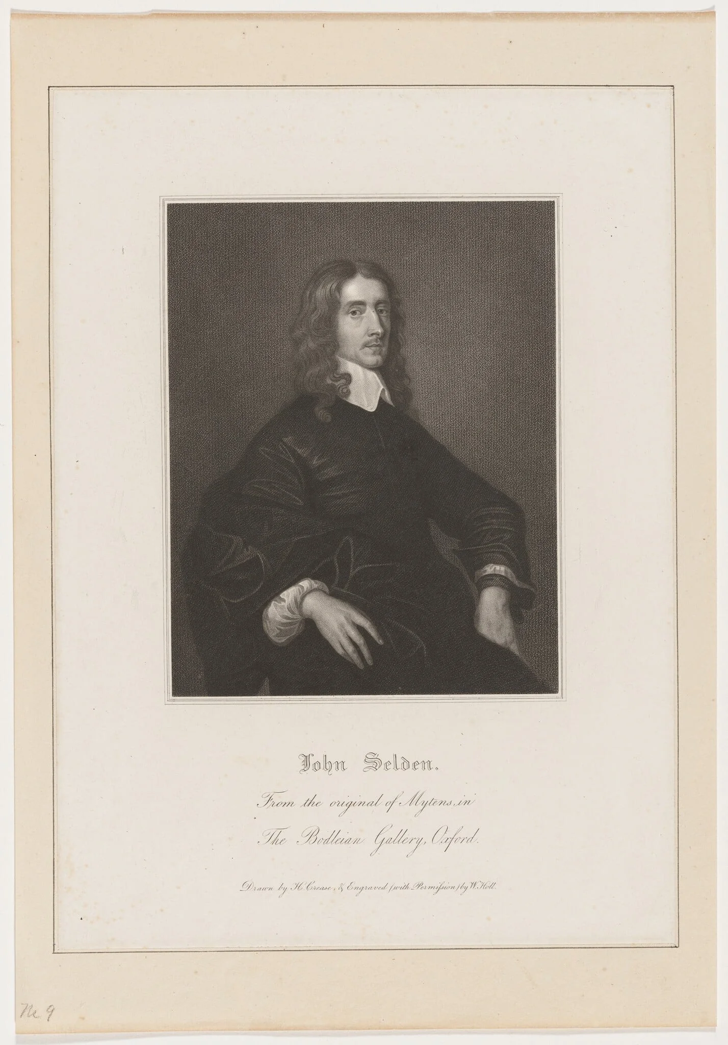 John Selden, Jurist and Antiquary, by William Holl II, ink, 1804