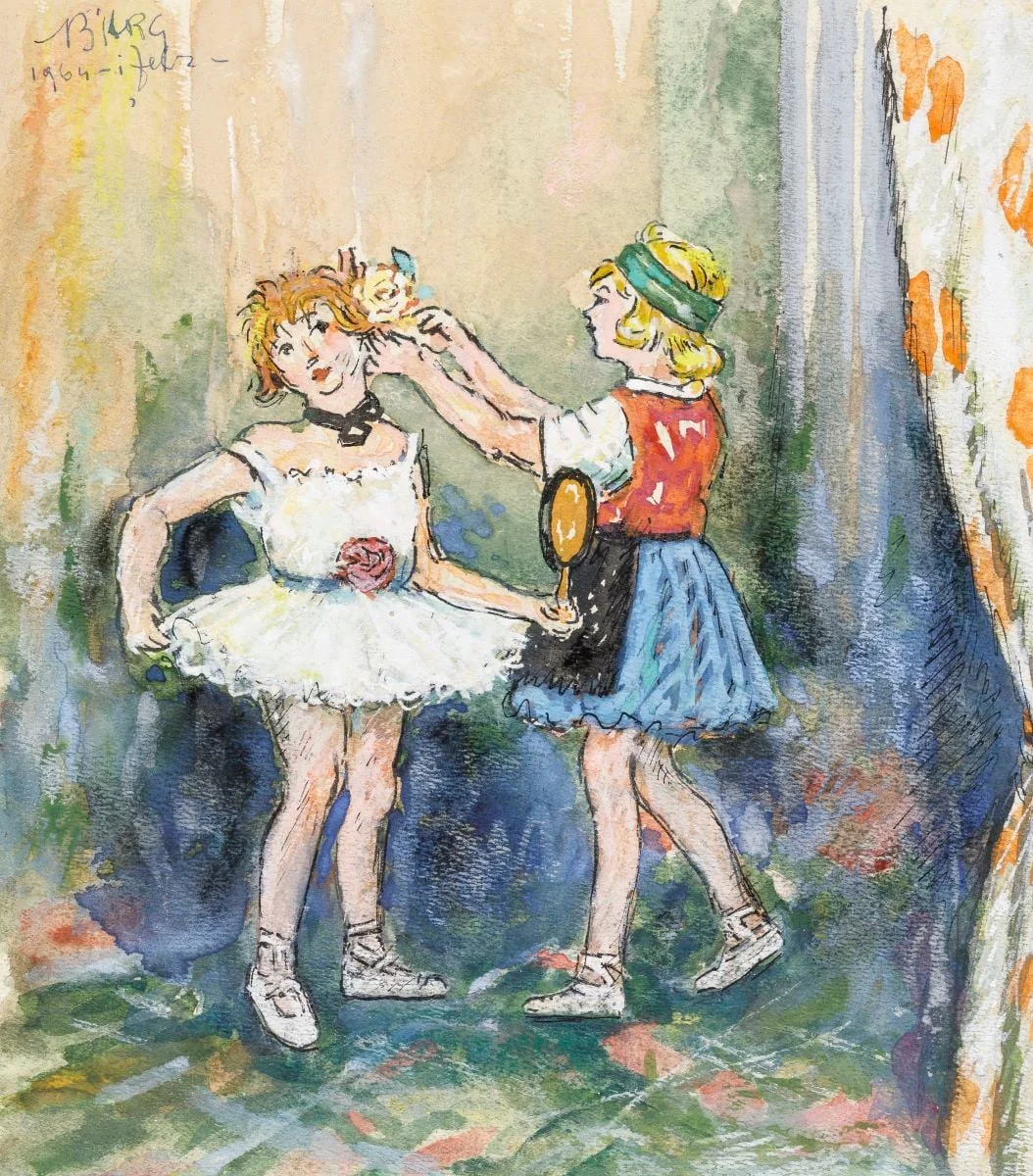 Două fetițe în interior, by Ion Bărbulescu, 1964