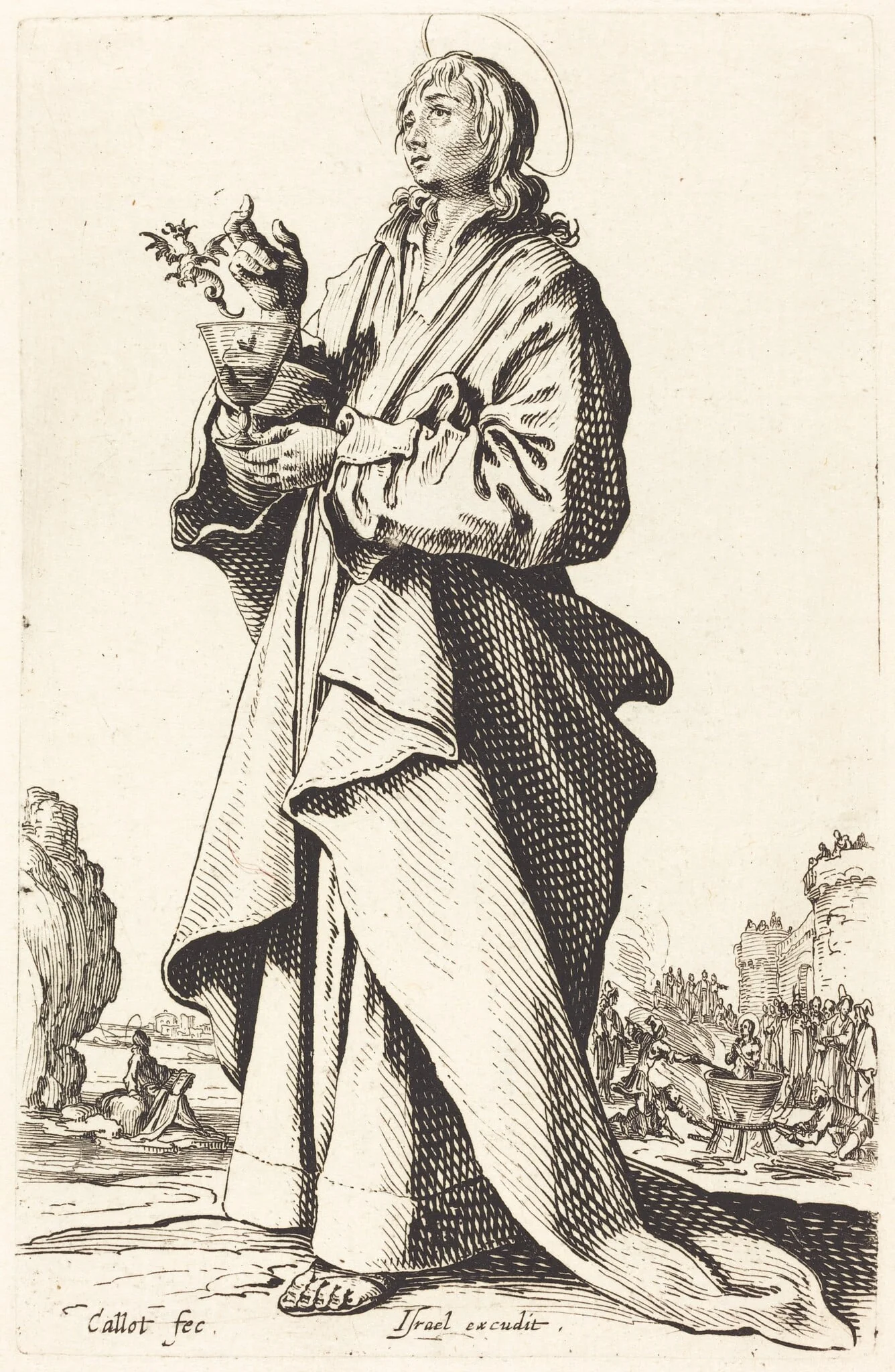 Saint John the Evangelist, by Jacques Callot, ink, 1631
