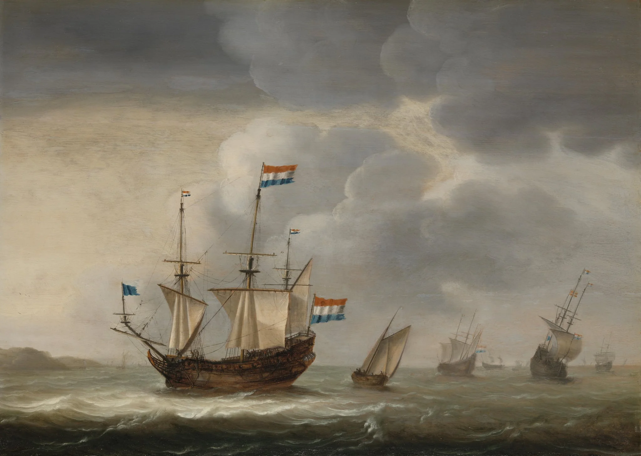 Ships off the Coast, by Unknown, unspecified, 1652