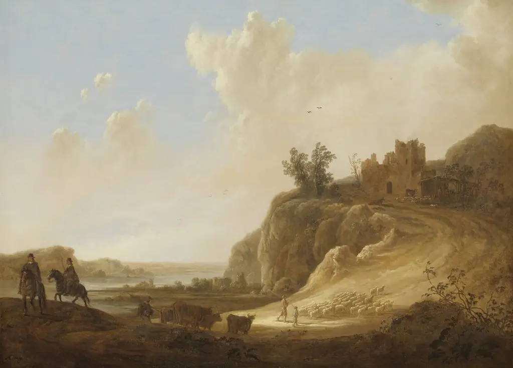 Mountainous landscape with the ruins of a castle