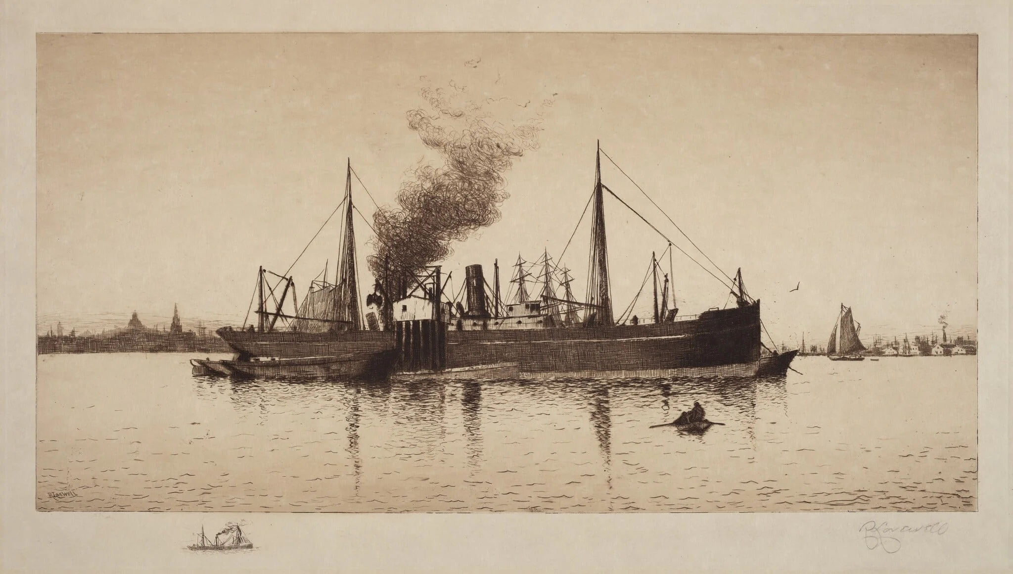 Untitled (Steamship In Boston Harbor)