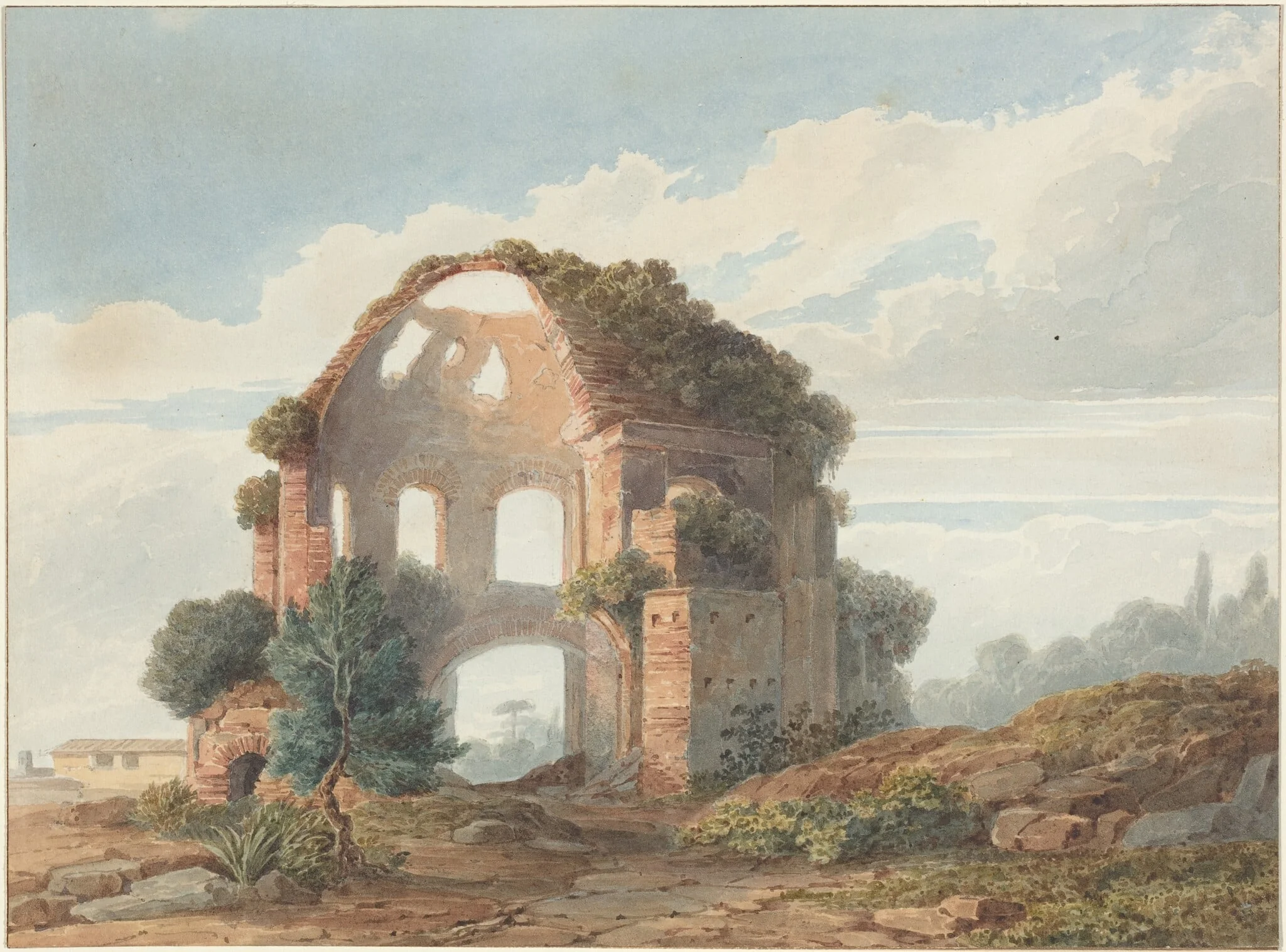 The Temple of Minerva Medica, by French 18th Century, graphite, 1750