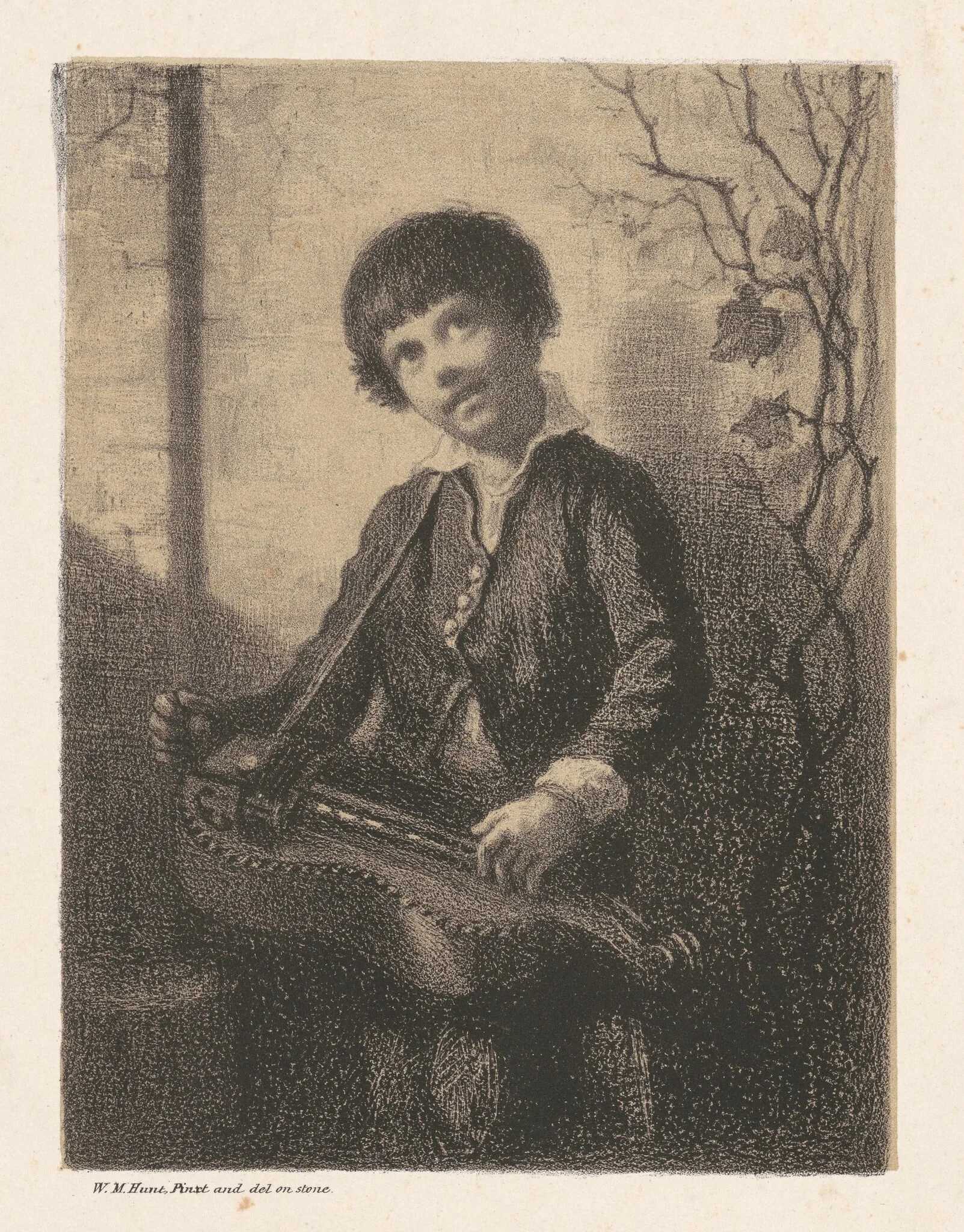 The Hurdy-Gurdy Boy, by William Morris Hunt, ink, 1857