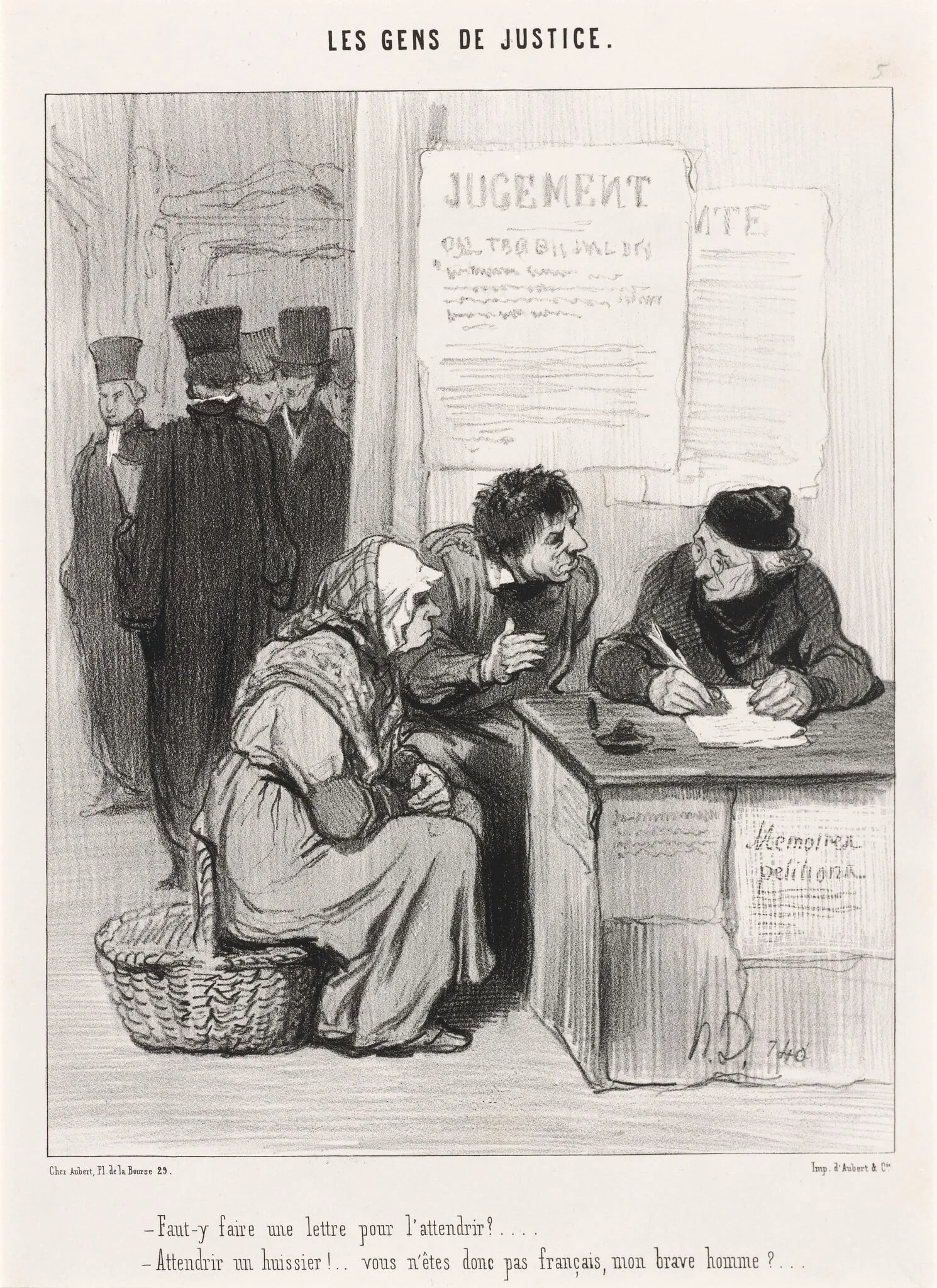 Faut-y faire une lettre pour l'attendrir?, by Honoré Daumier, ink, 1845