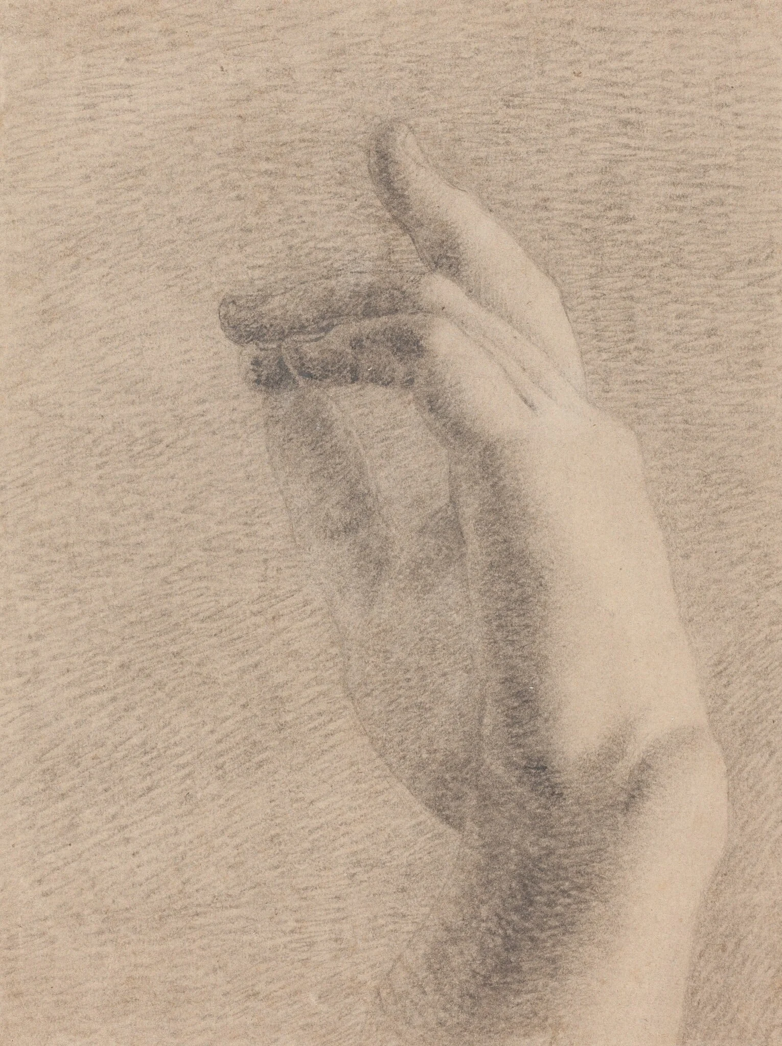 Study of a Hand [recto], by Benjamin Haydon, charcoal, 1816