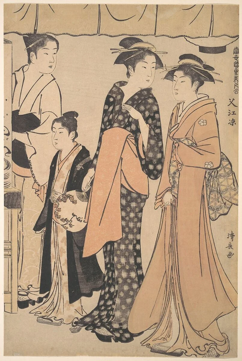Sako no Suzumi|Cooling Off at Nakazu, by Torii Kiyonaga, ink, 1782