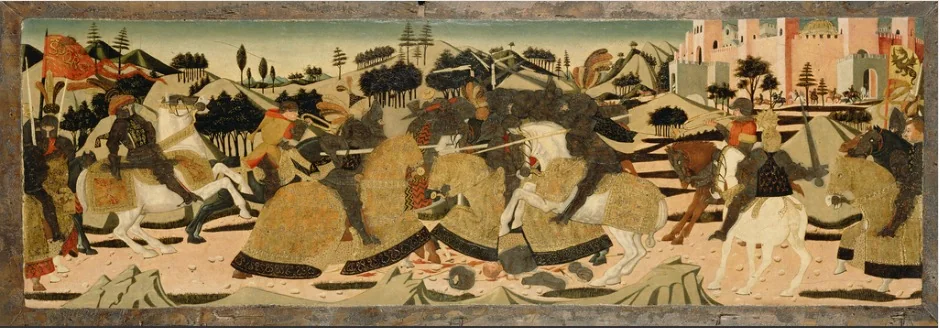 Battle Scene, by Giovanni di ser Giovanni Guidi, tempera, 1450