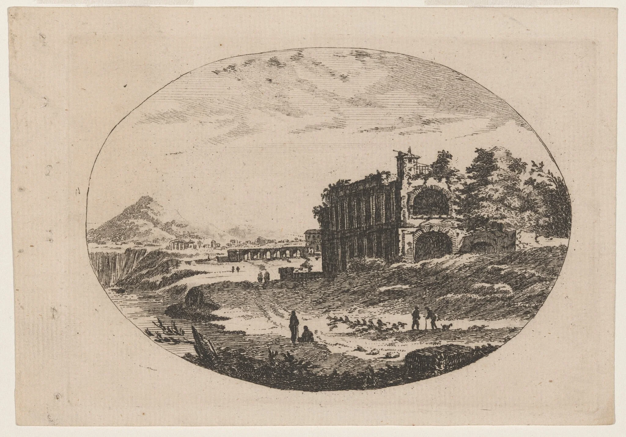 Ruined Gateway, by Paul Sandby, ink, 1750