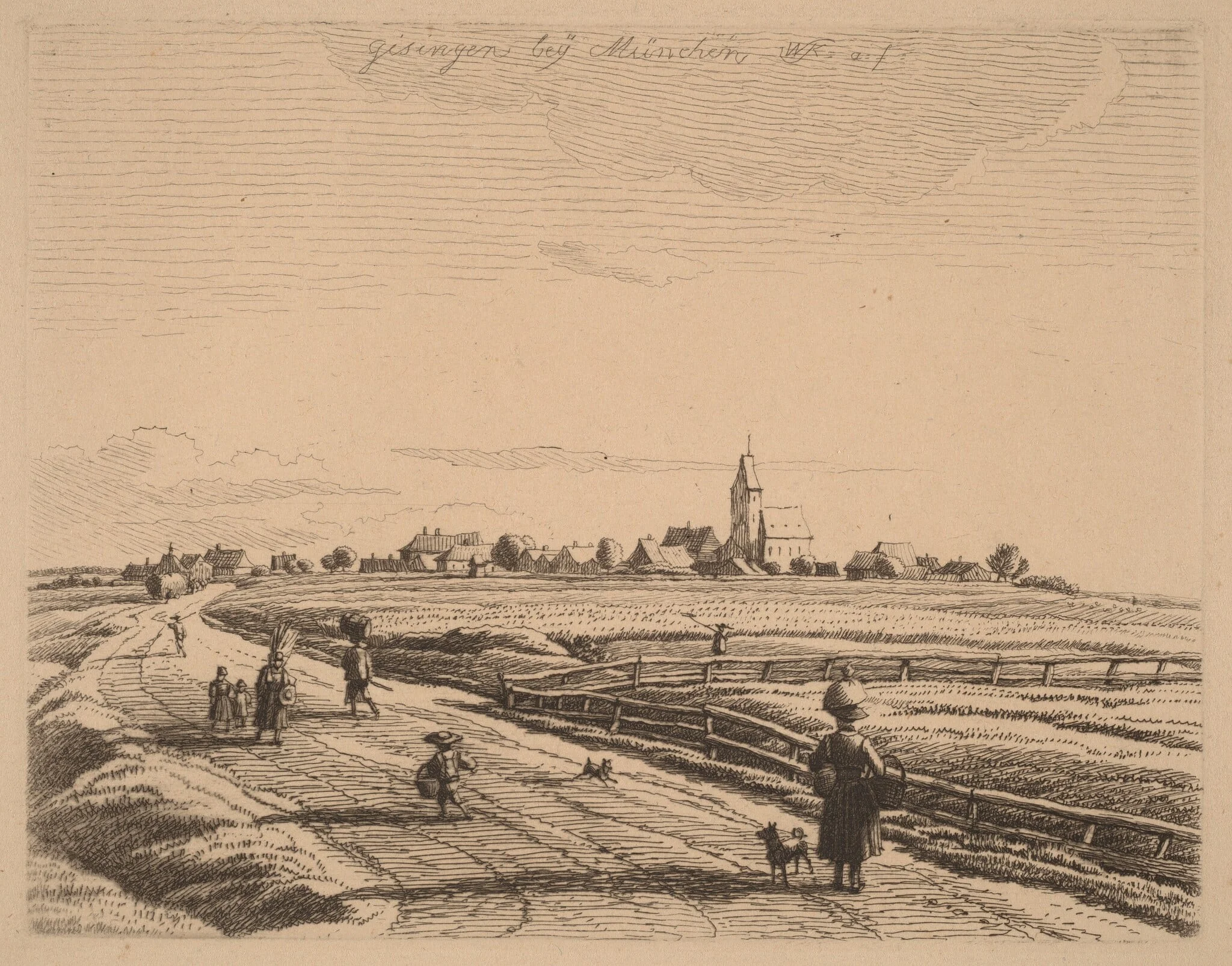 Giesing, by Wilhelm von Kobell, ink, 1818