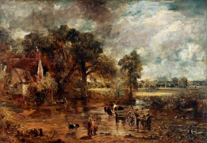 The Hay Wain (full-scale study), by John Constable, oil, 1821