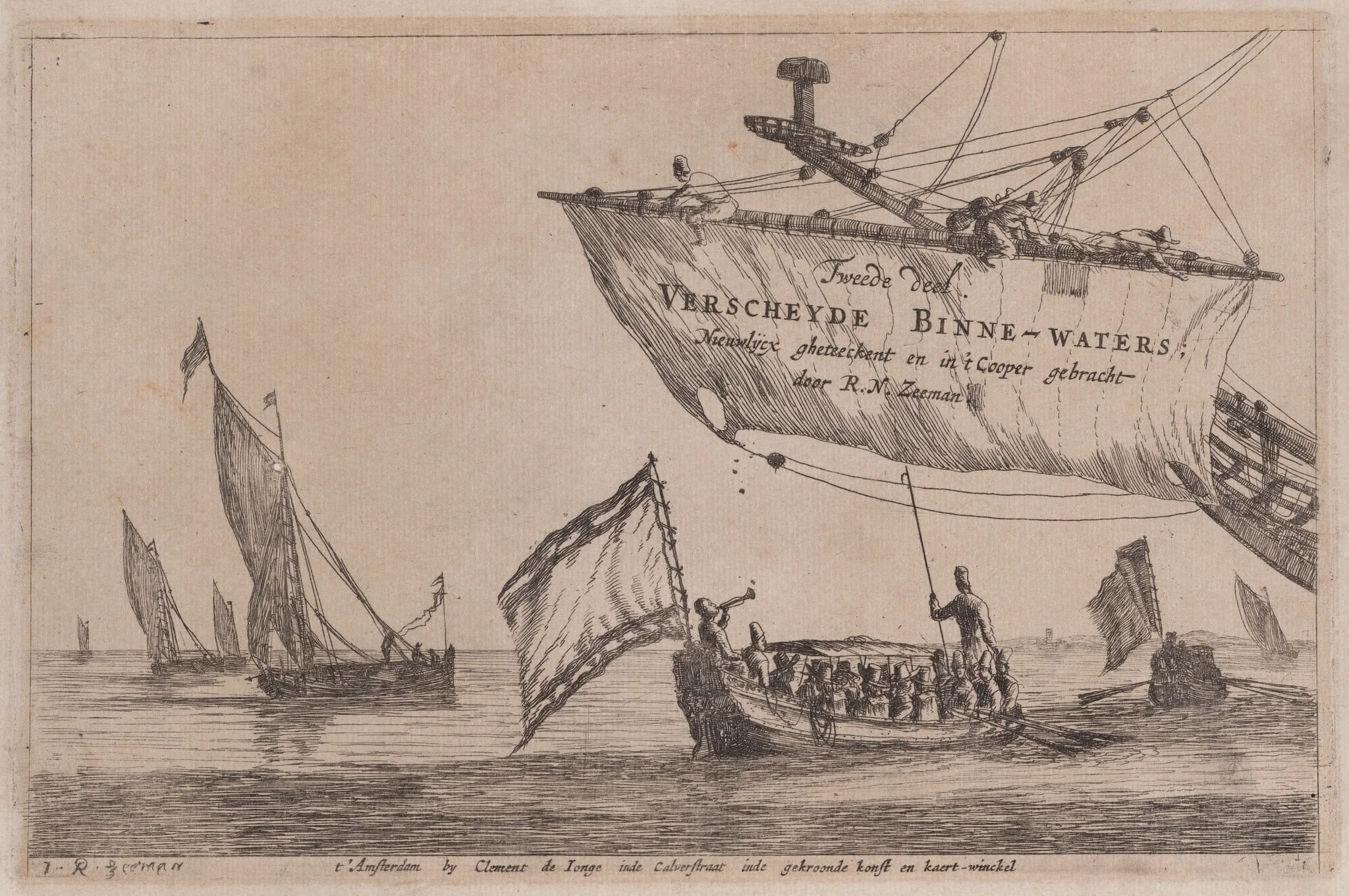 Title Page: Fishing Boats and Staten Sloop, by Nooms, called Zeeman, Reinier, ink, 1656