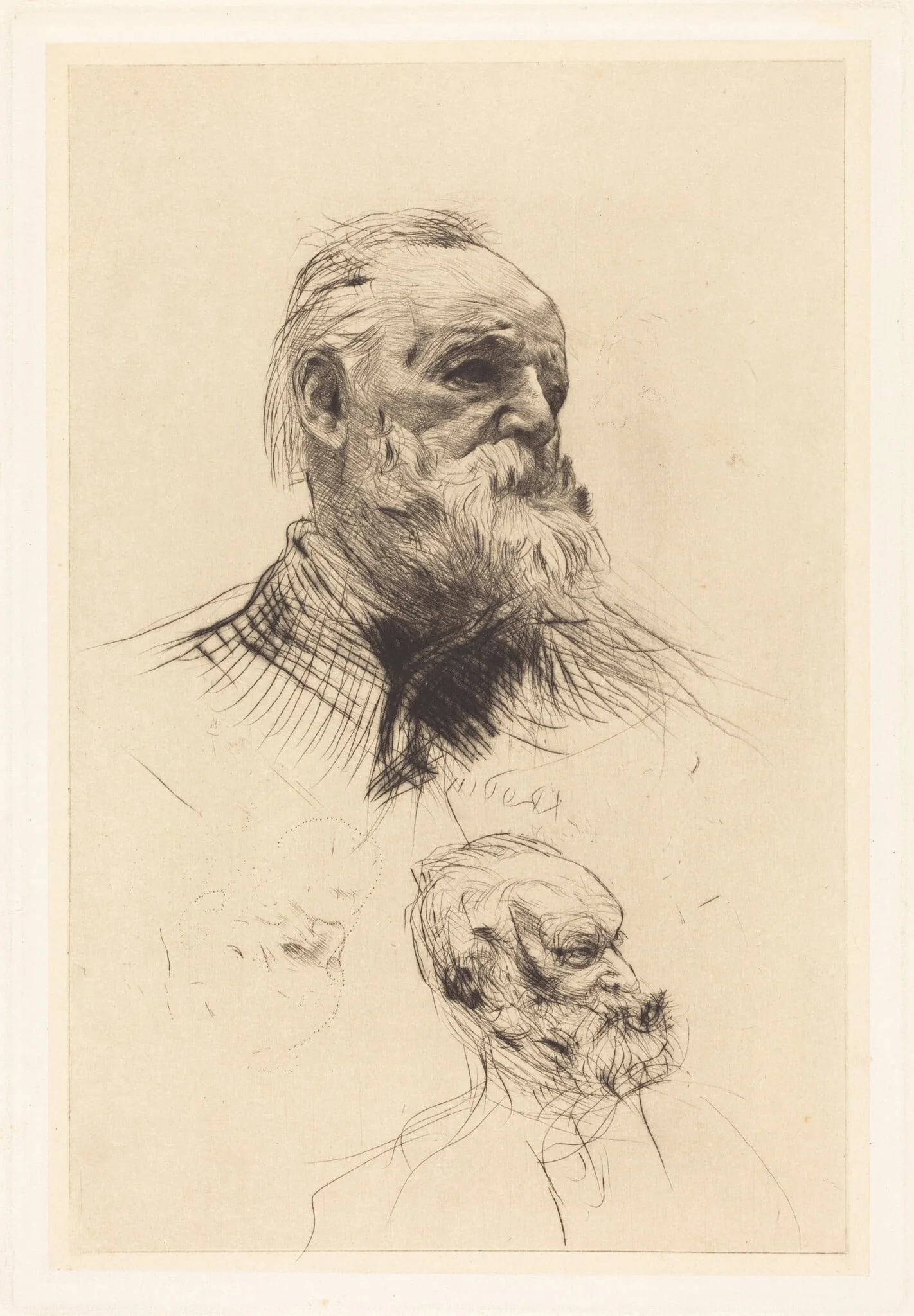 Victor Hugo, De Trois Quarts, by Auguste Rodin, ink, 1884
