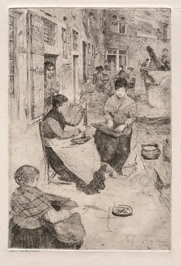 Etchings of Venice: Bead Stringers, by Otto Henry Bacher, 1882