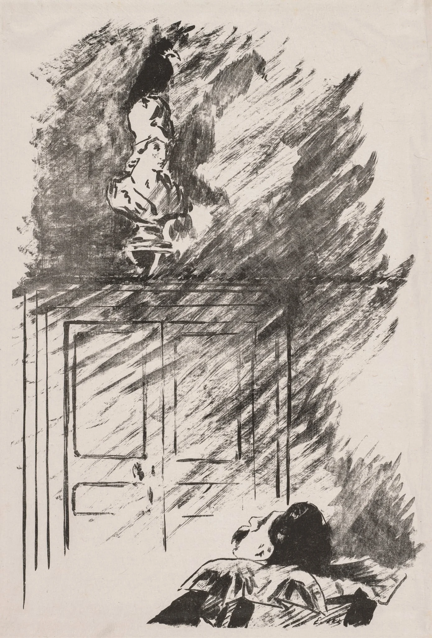 Perched upon a Bust of Pallas, by Edouard Manet, 1875