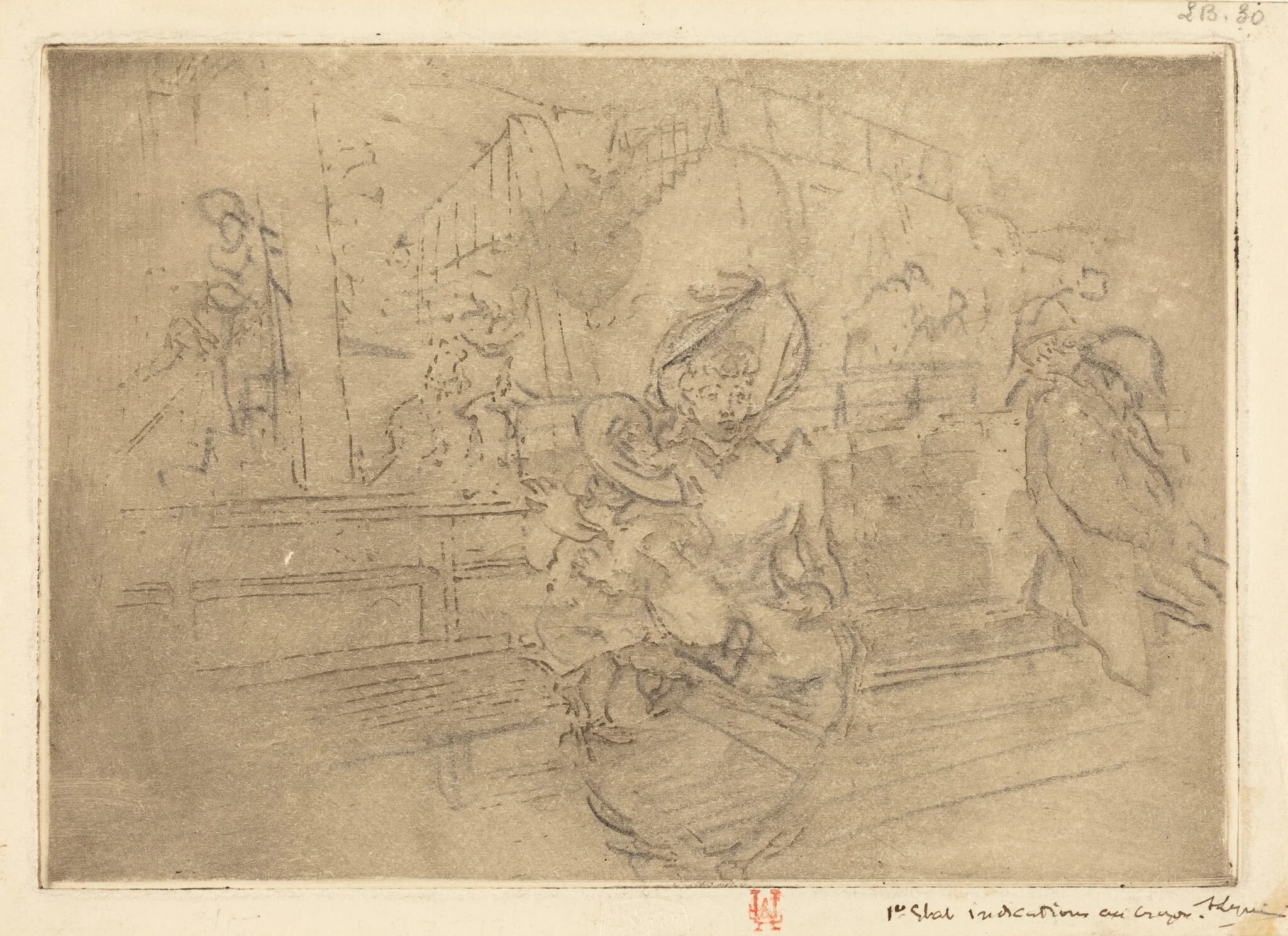 Departure for Greenwich (Depart pour Greenwich), by Auguste Lepère, graphite, 1891
