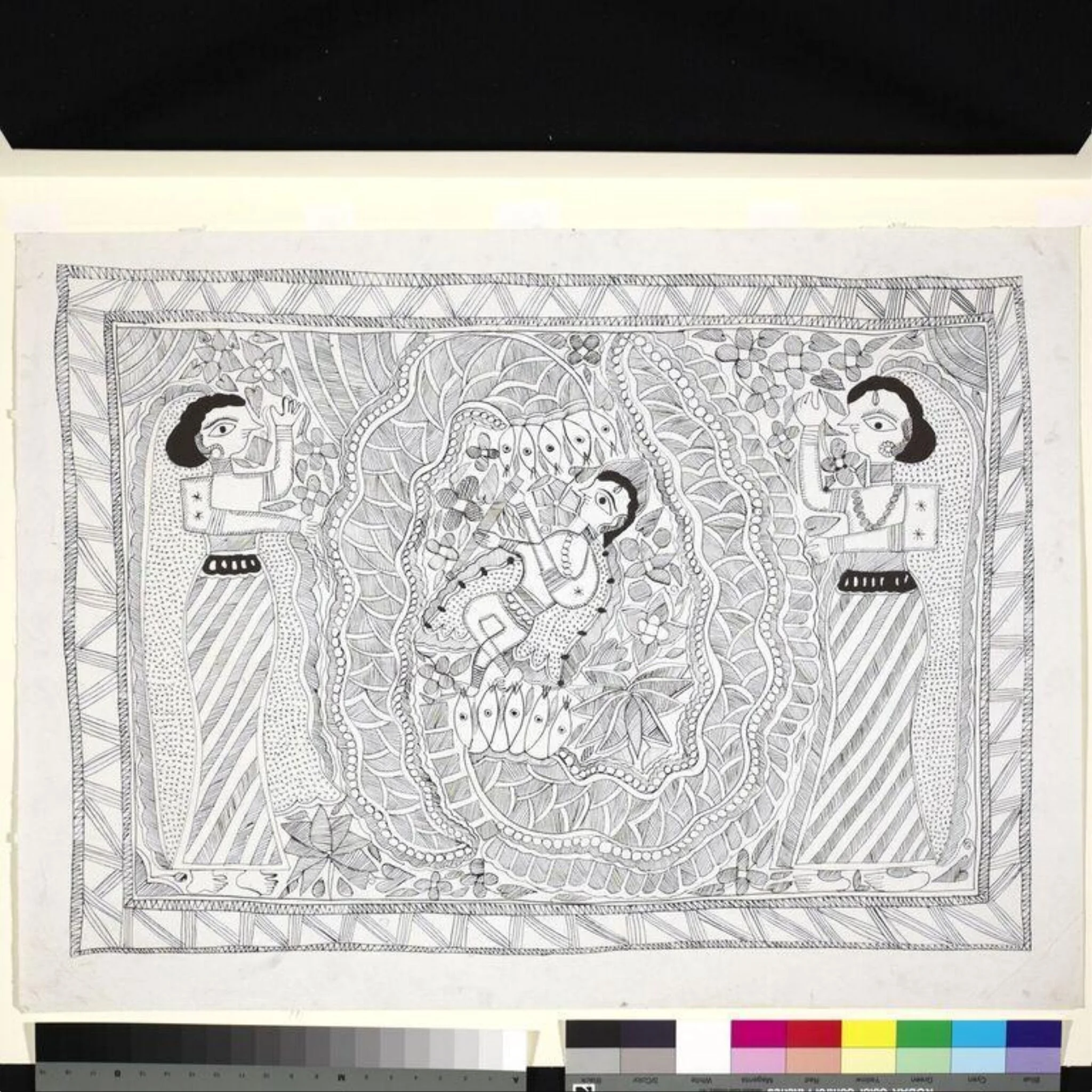 Krishna on Kaliya, by Unknown, paint, 1974