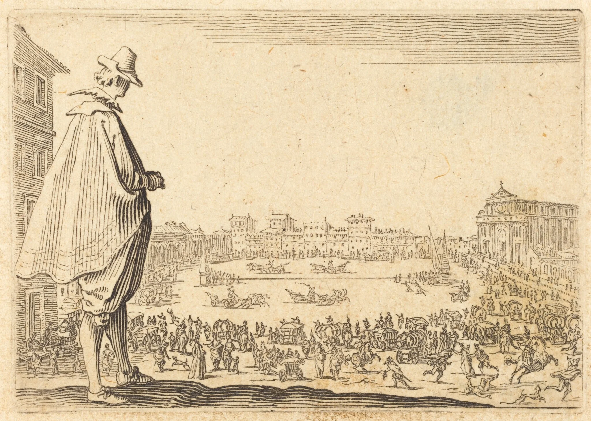 Piazza Santa Maria Novella, Florence, by Jacques Callot, ink, 1622