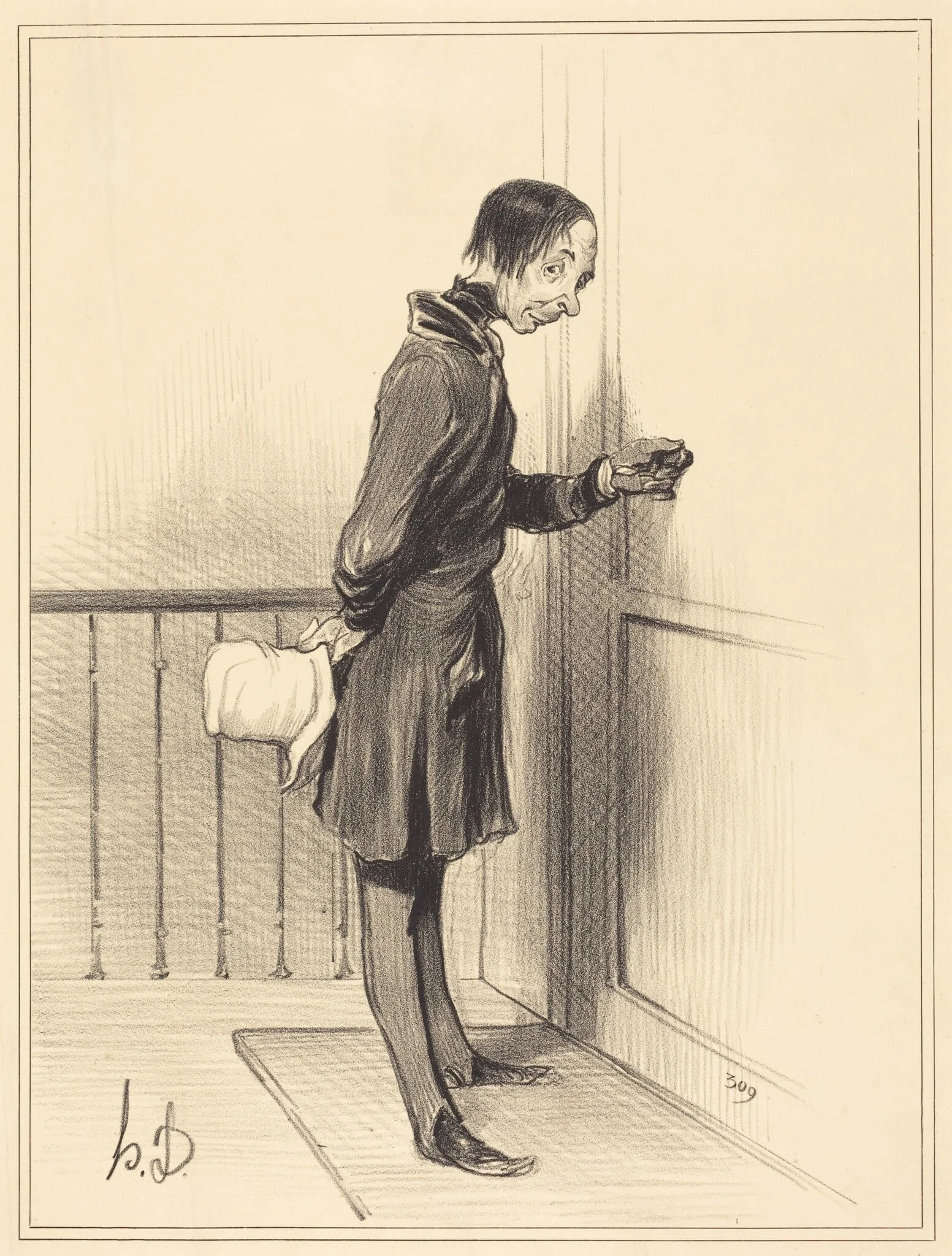 Le Mendiant a domicile, by Honoré Daumier, ink, 1841