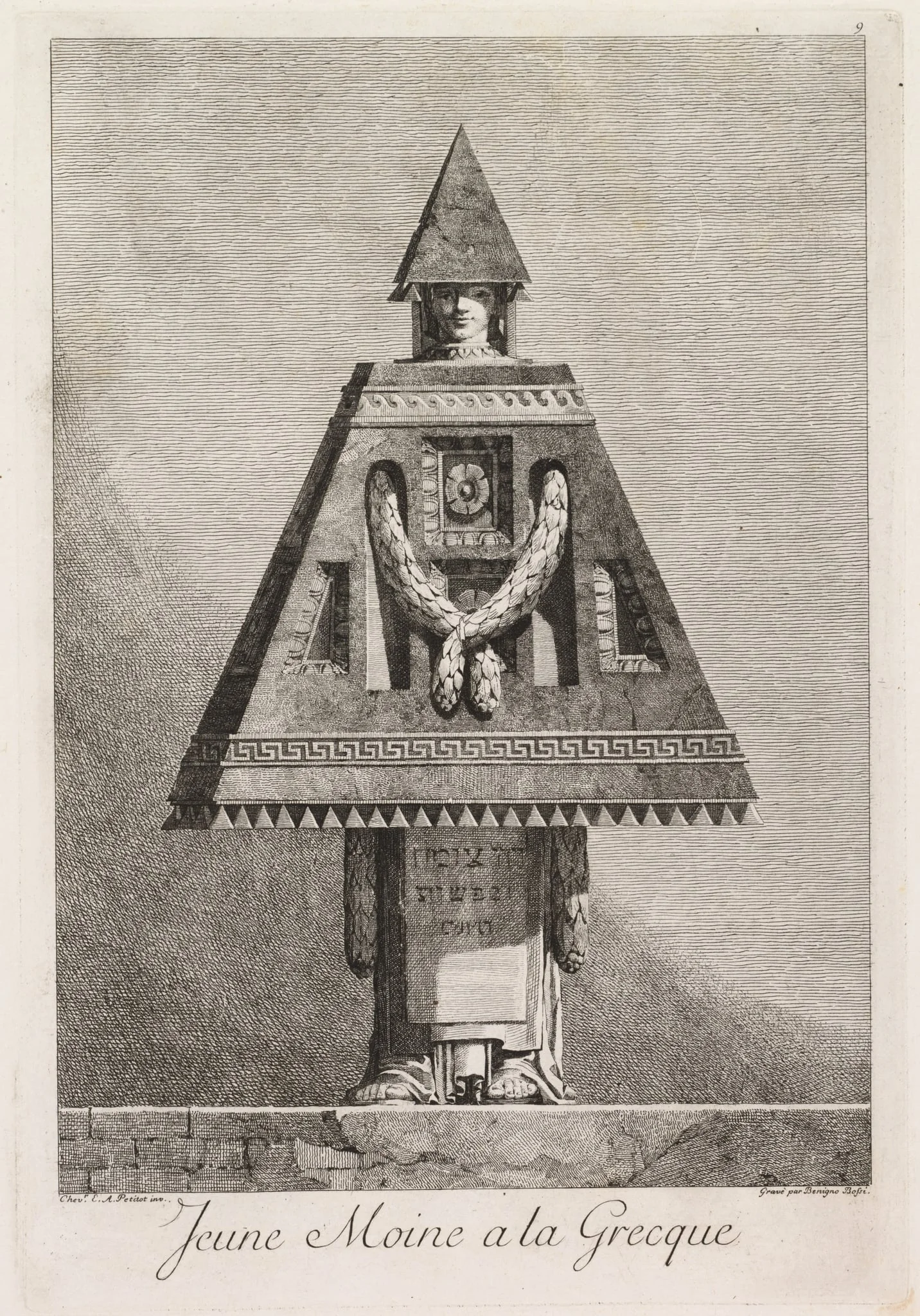 Young Monk in the Greek Style, Plate 9, by Benigno Bossi, 1771