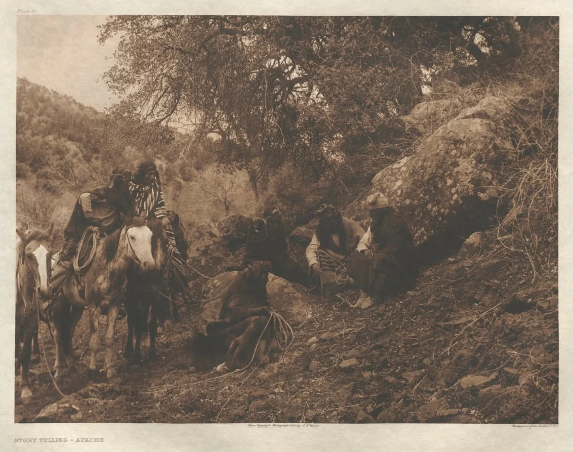 Portfolio I, Plate 11: Story Telling-Apache, by Edward S. Curtis, 1903