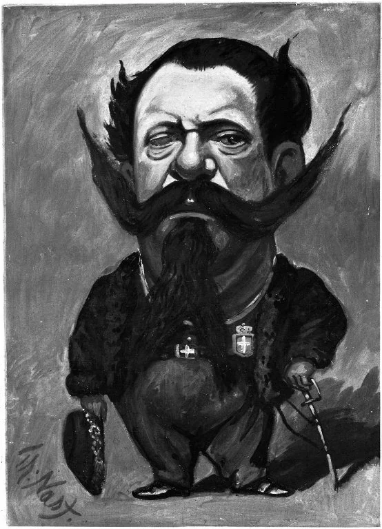 Caricature of King Victor Emmanuel II, by Thomas Nast, oil, 1866