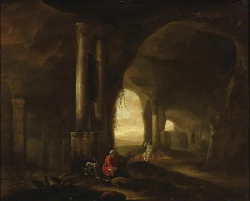 Grotto with figures