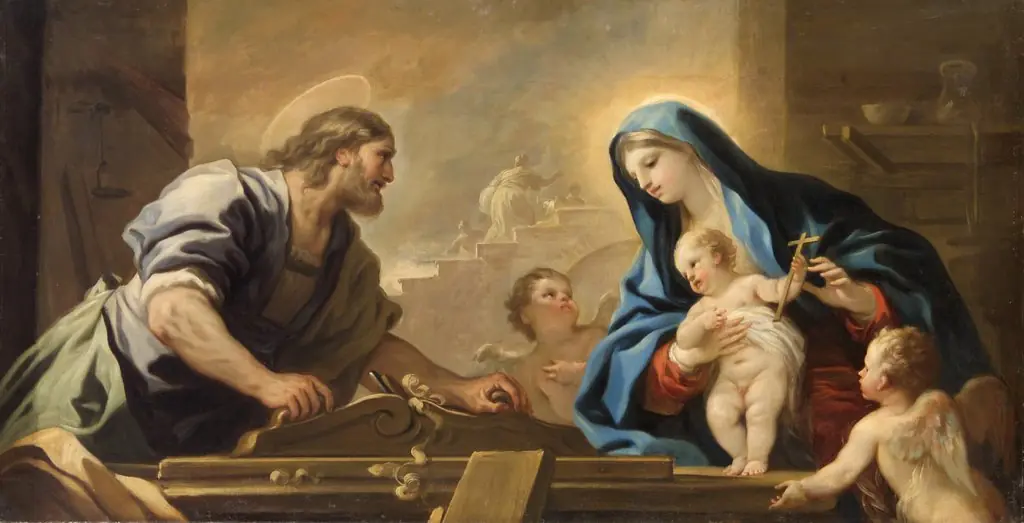 Holy Family with Joseph at the Carpenter's Bench