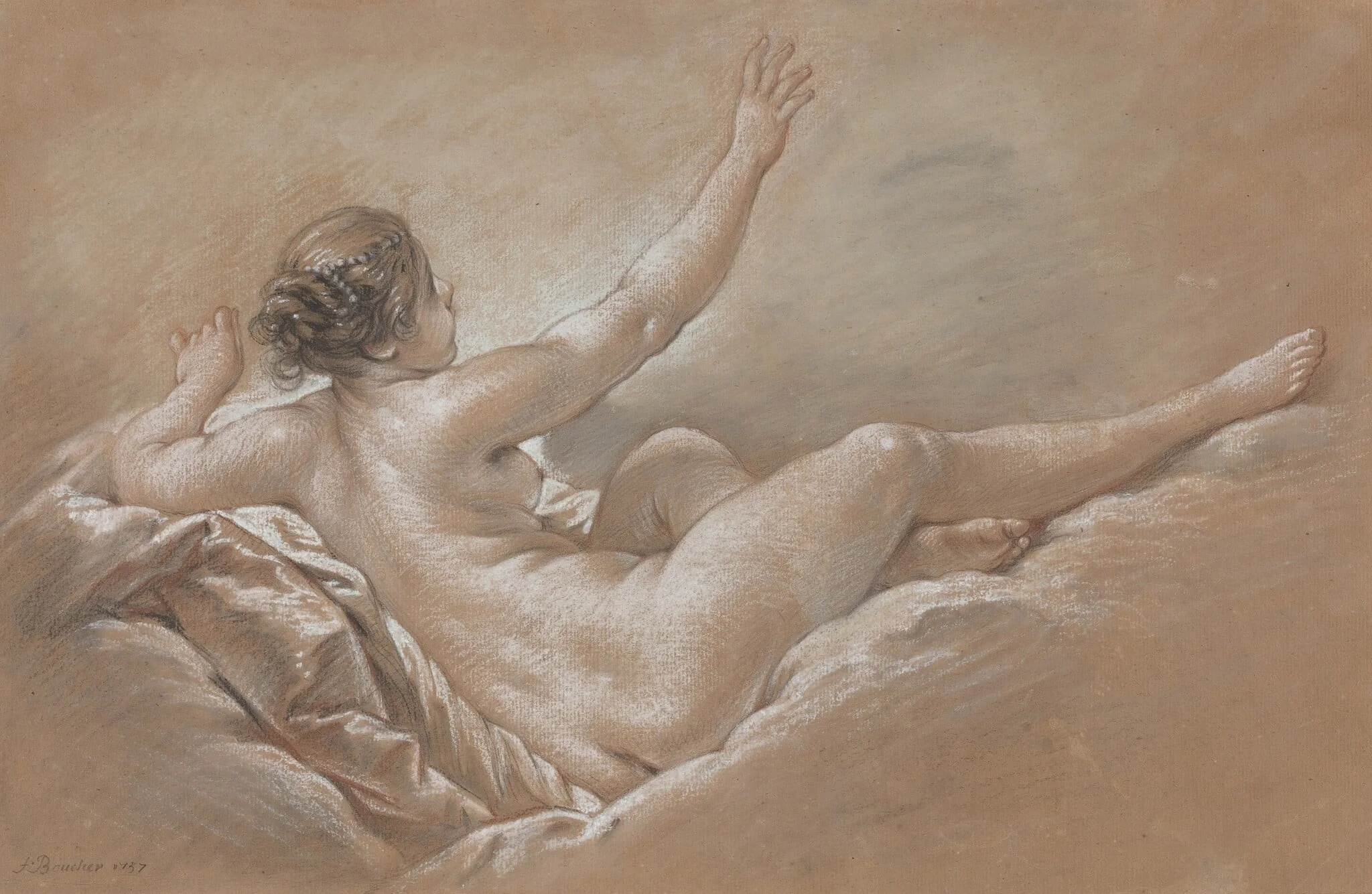 Danae Receiving the Golden Shower, by François Boucher, chalk, 1757
