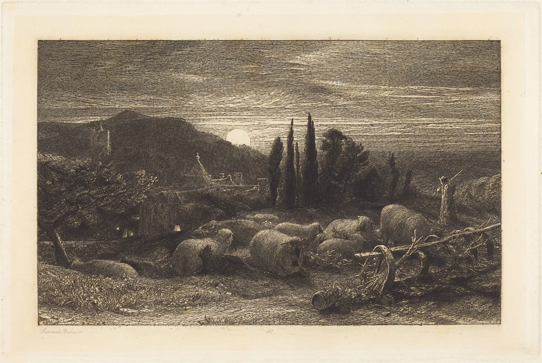 The Rising Moon, by Samuel Palmer, ink, 1857